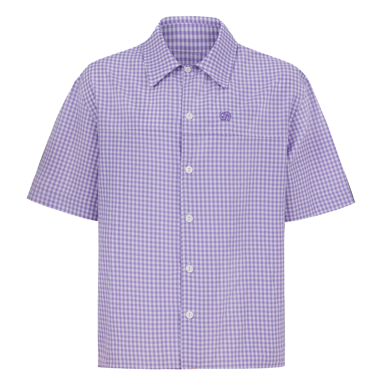 Sevdrus Men's White / Pink / Purple Unisex Regular Logo Embroidered Gingham Cotton Shirt In White/pink/purple