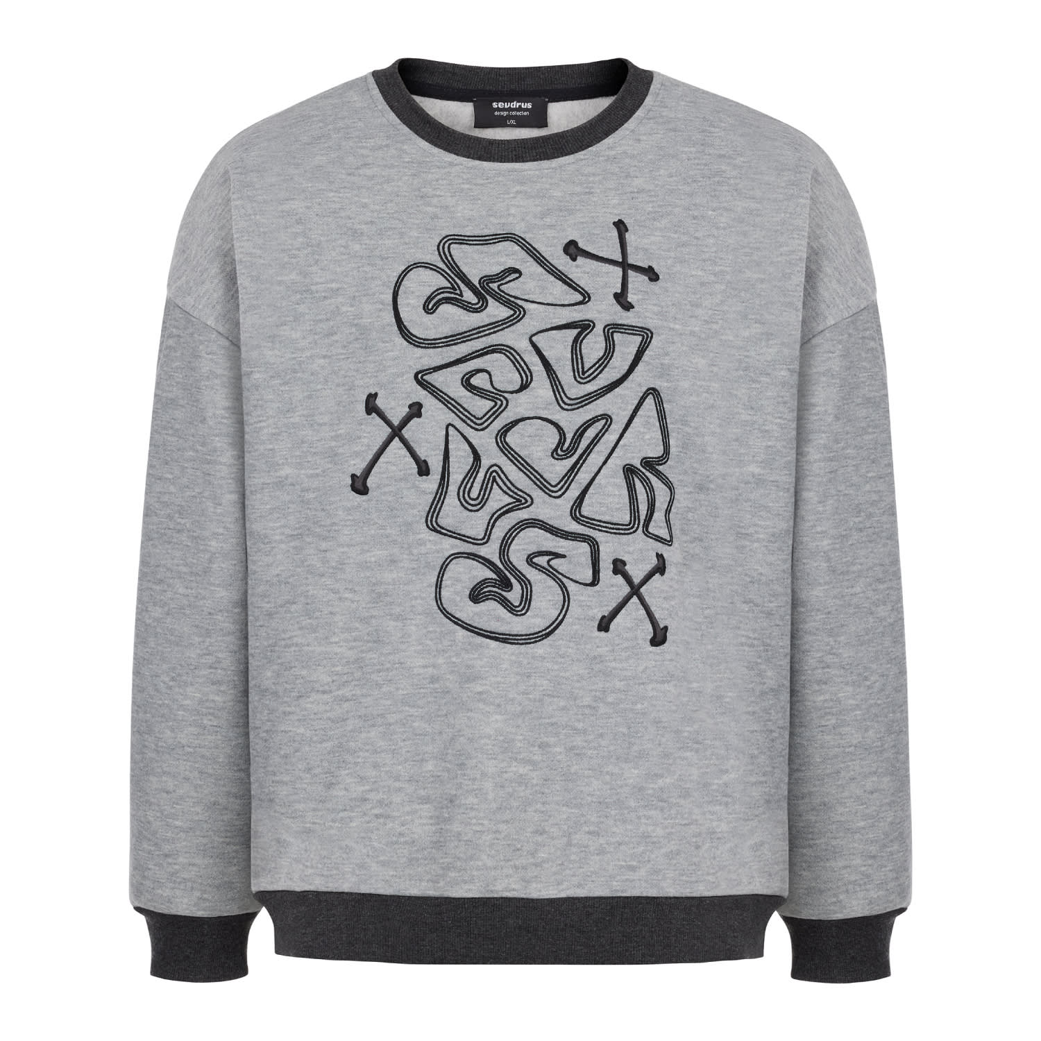 Sevdrus Women's Grey Shade Player Unisex Embroidered Sweatshirt In Grey