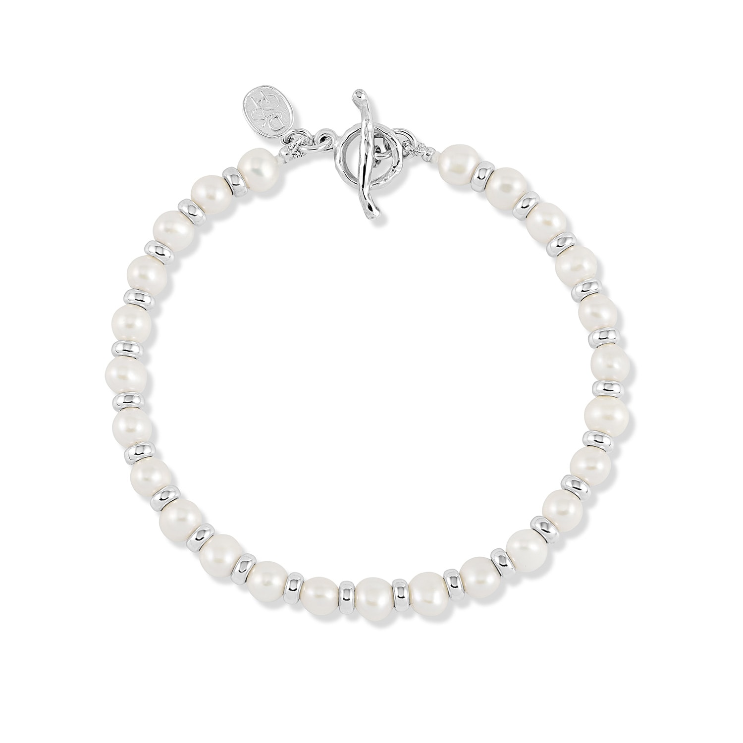Dower & Hall Women's Timeless White Pearl Halo Bracelet In Sterling Silver In Silver