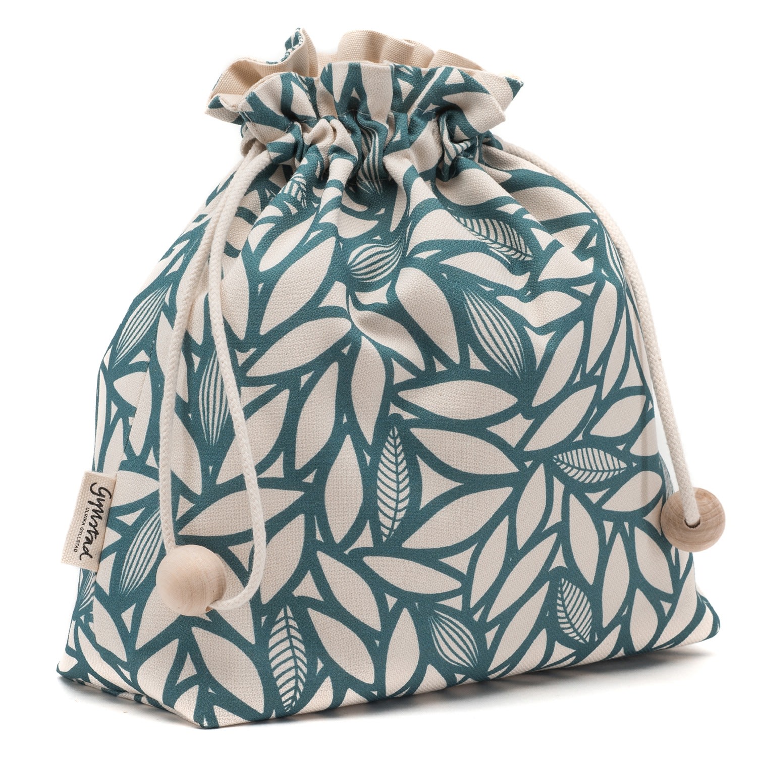 Blue Bladverk Petrol Drawstring Wash Bag Gyllstad