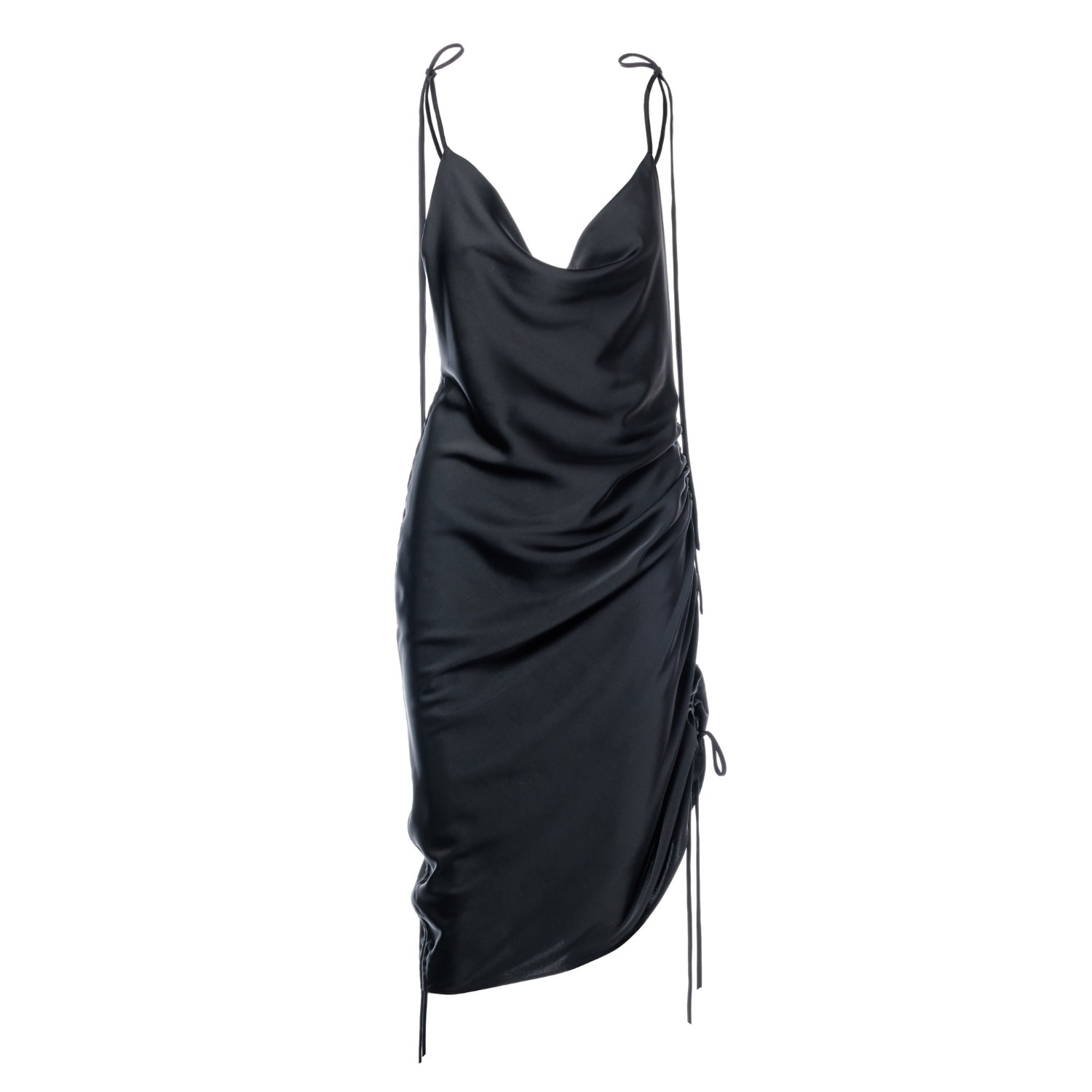 Concept A Trois Women's Black Slip Dress With Open Back And Adjustable Length In Black