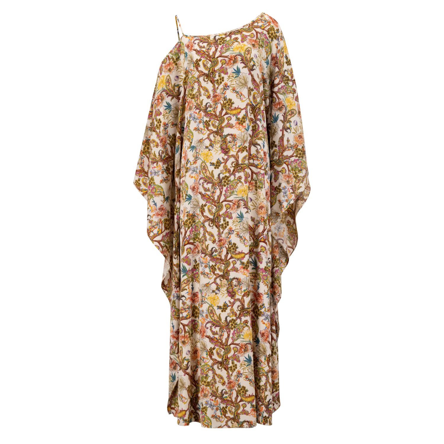 Women’s Off Shoulder Mariposa Kaftan Silk Printed Paisley In White One Size Azzalia