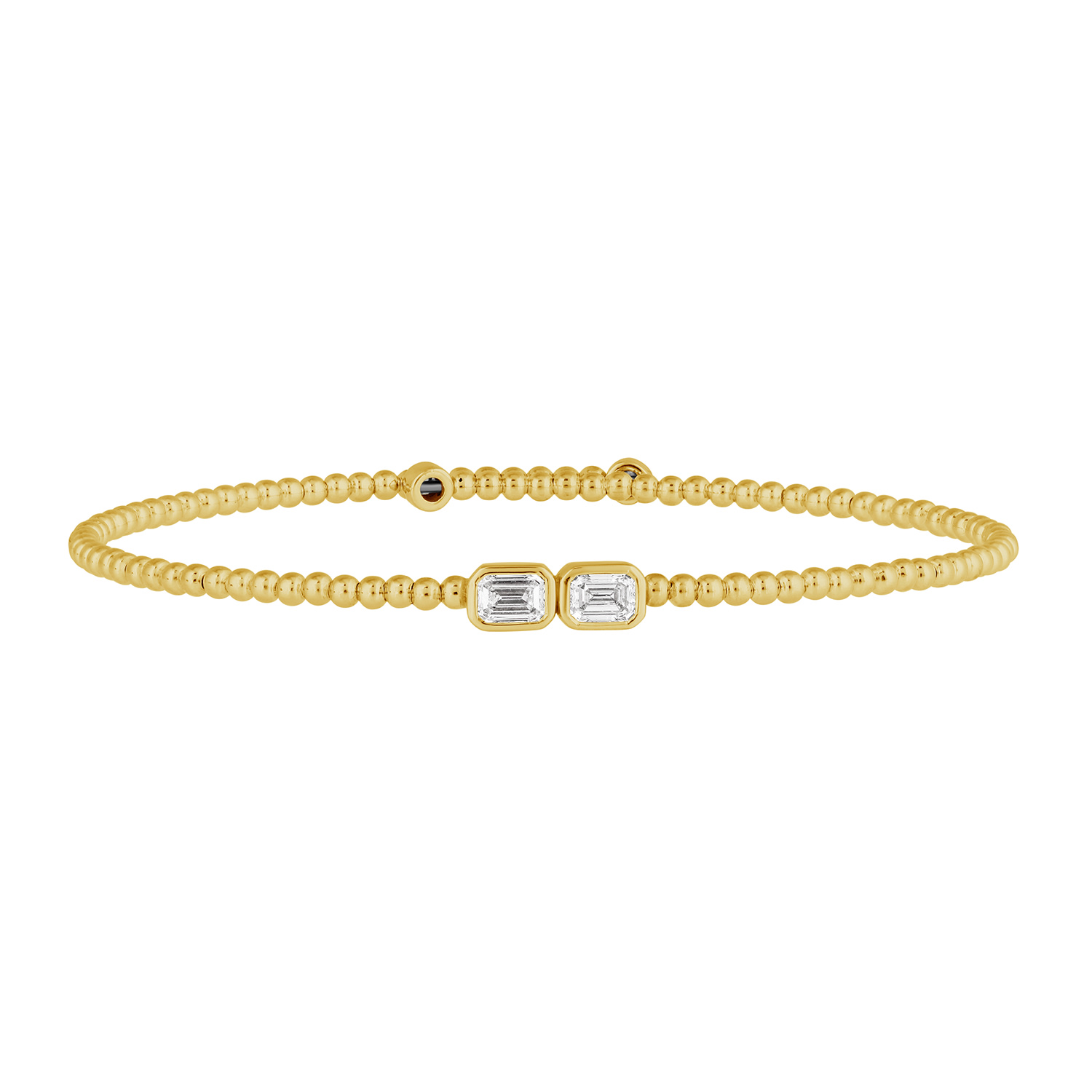 Artisan Women's Gold / White 14k Yellow Gold Handmade Two-stone Diamond Bangle In Gold