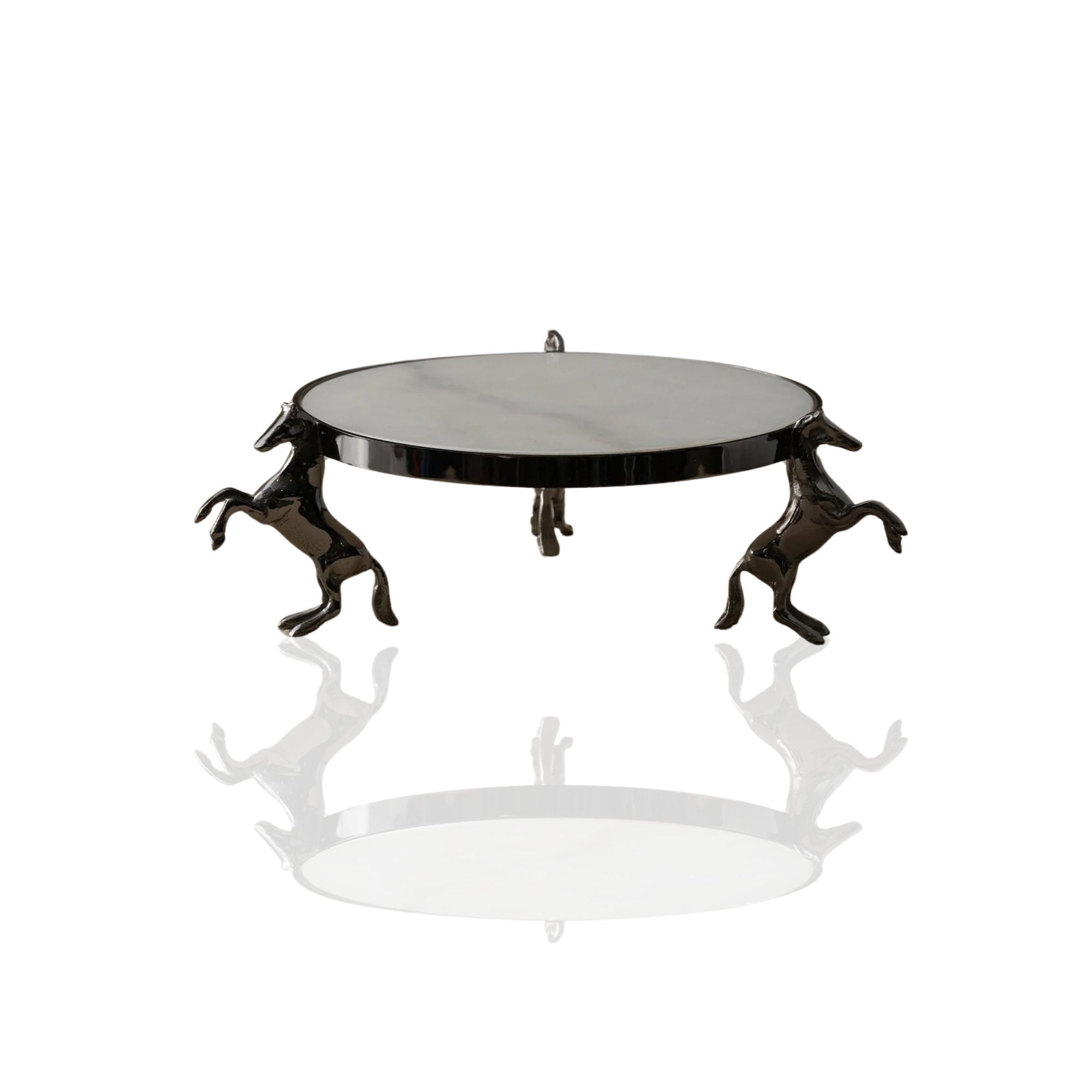 Marleth Black / White Black Horse-leg Footed White Marble Serving Tray