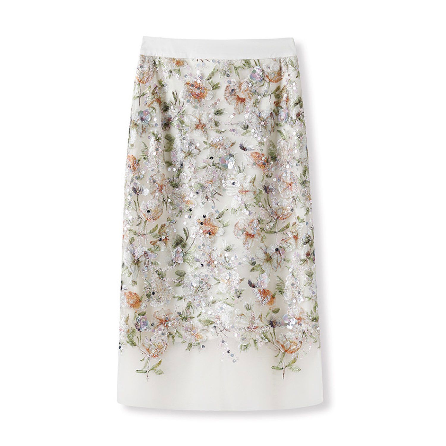 Jiaying Wang Wjy Studio London Gold / Silver / White Embroidered Sequin Sheer White Cream Dress Skirt In Gold/silver/white