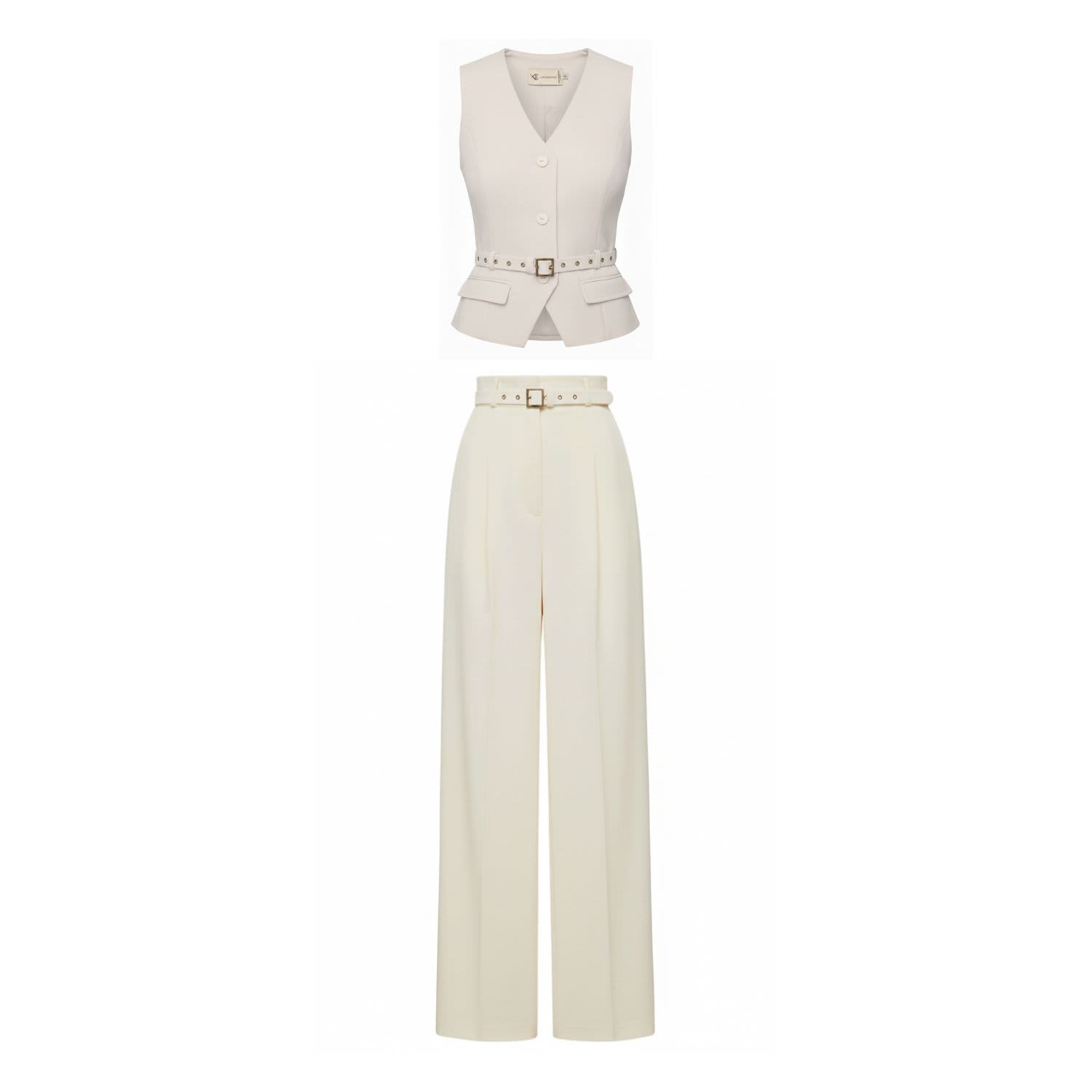 Anika Ivory White Vest And Long Pants Matching Set | Alina