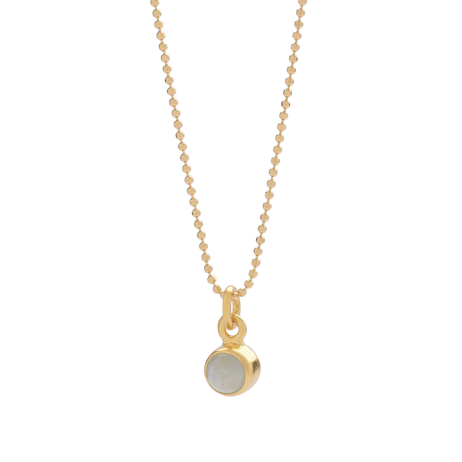 Nellou Jewellery Women's Blue Gem Dot Birthstone Necklace Aquamarine March Gold Plated Sterling Silver In Blue