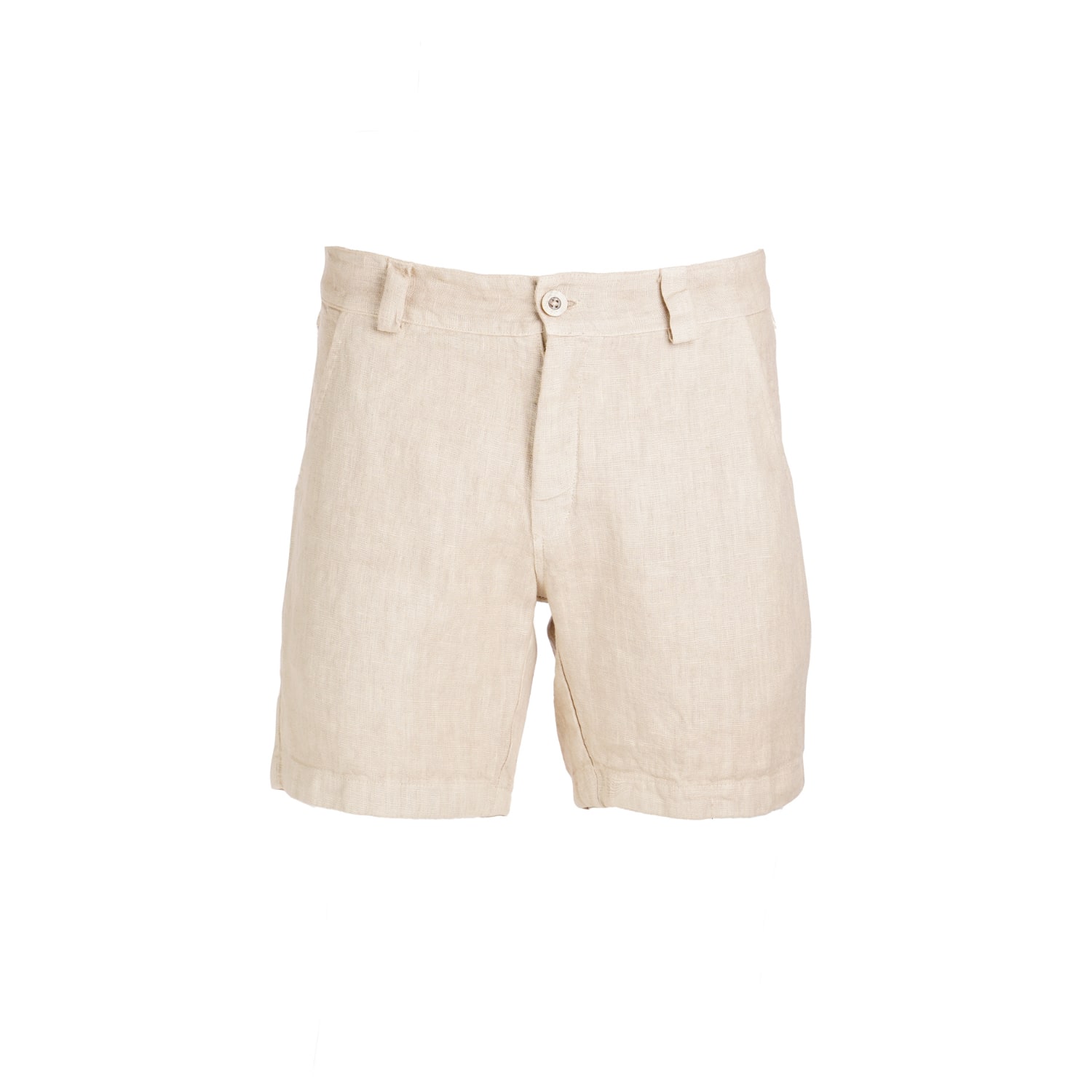 Haris Cotton Men's Neutrals Linen Bermuda Shorts_beach Sand