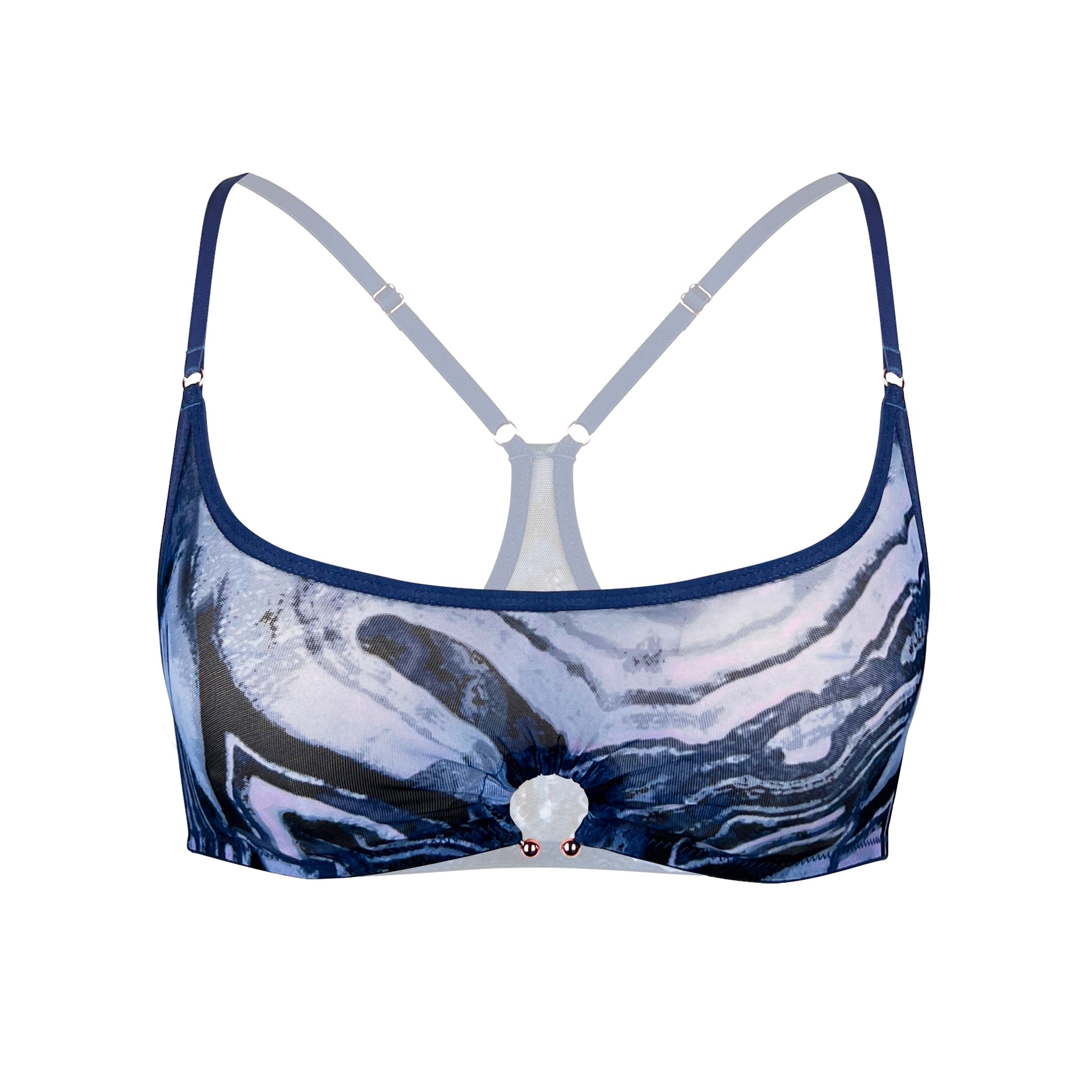 Women’s Blue Storm Scoop Neck Bralette Extra Small Monique Morin Lingerie