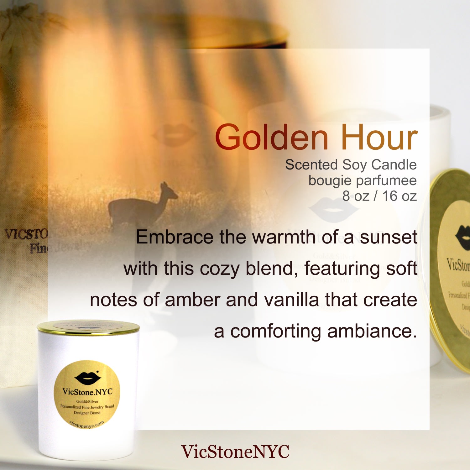 Vicstonenyc Fine Jewelry White Golden Hour Incense Soy Candle By Handmade In White