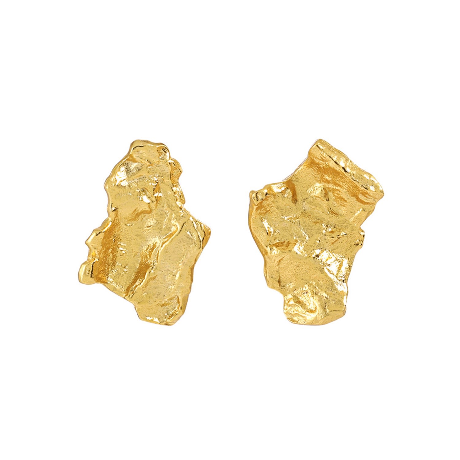 JANUS EDINBURGH WOMEN'S EIGHE GOLD VERMEIL STERLING SILVER TEXTURED STUD EARRINGS