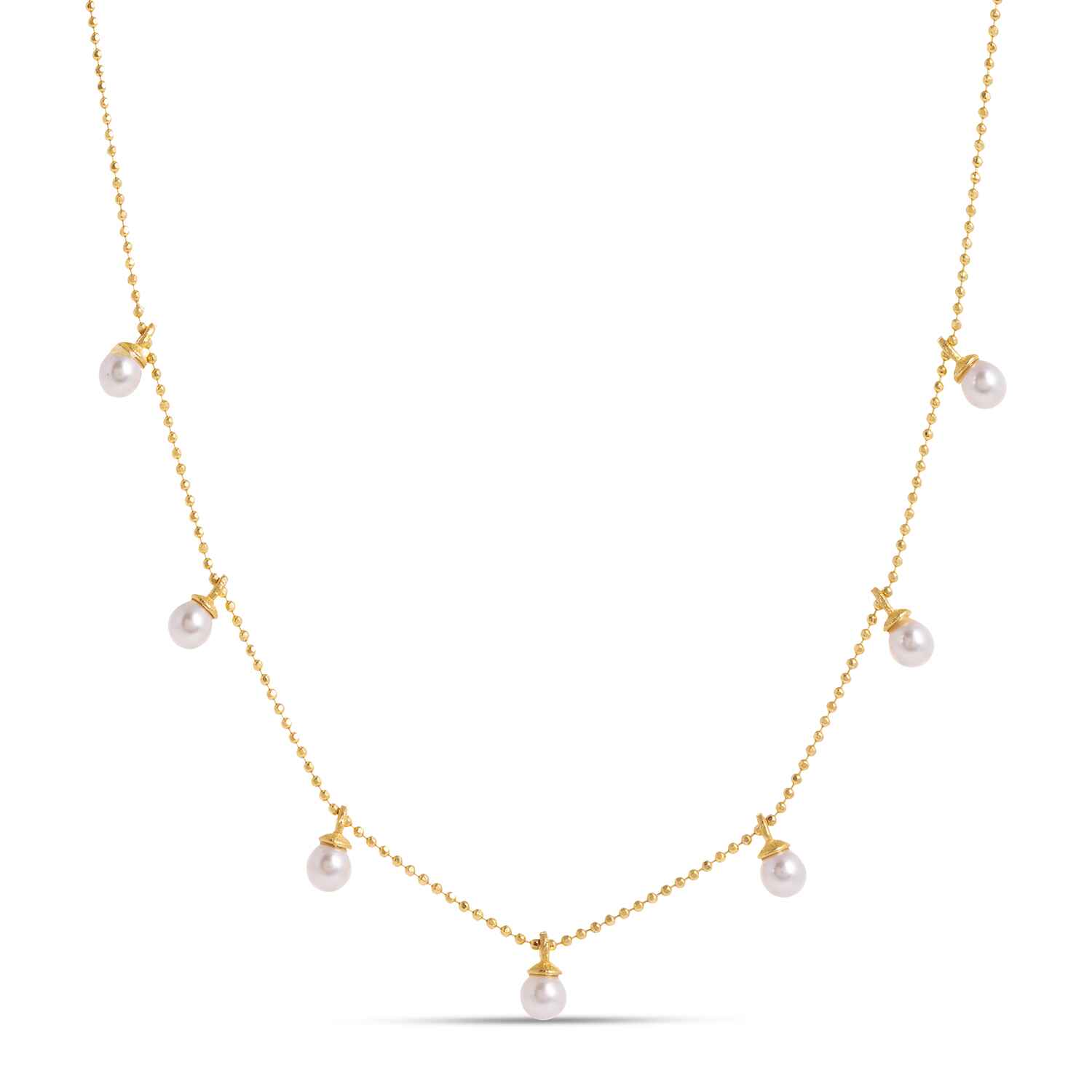 Amadeus Women's Gold / White Laura Gold Chain Necklace With White Pearls In Gray