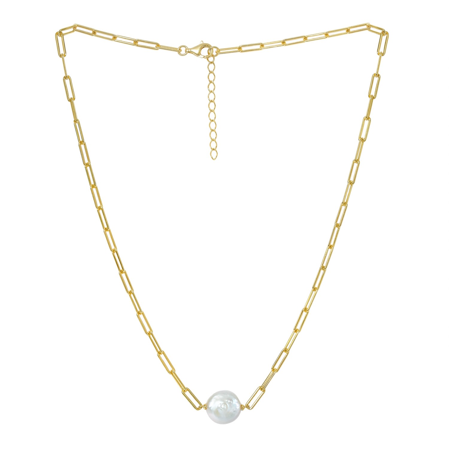 Pearls Of The Orient Online Women's Gold / White Credo Gold Links Chain With Cultured Freshwater Coin Pearl Necklace In Multi