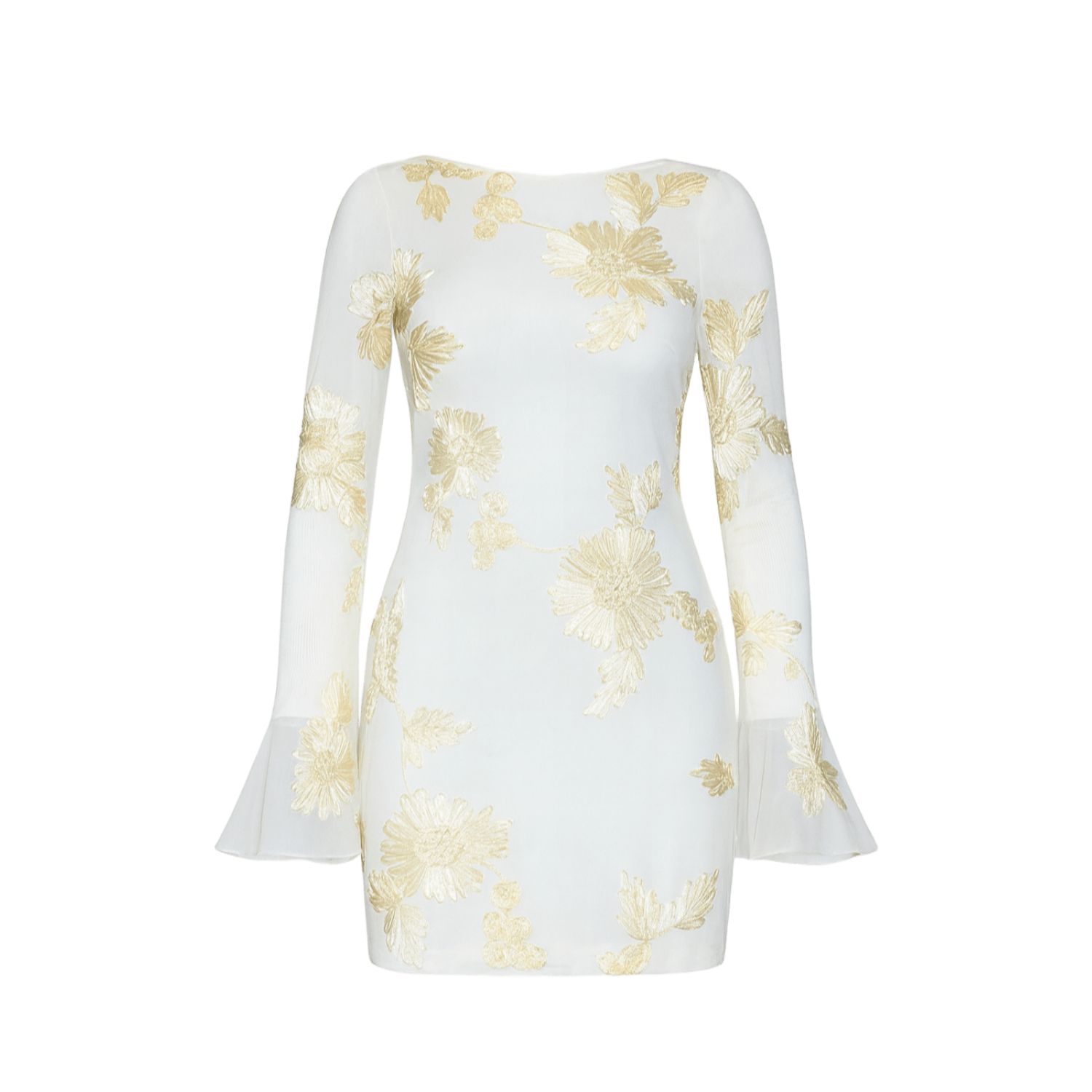 Date Boutique Women's White / Gold Monarch Embroidered Mini Dress White In Neutral