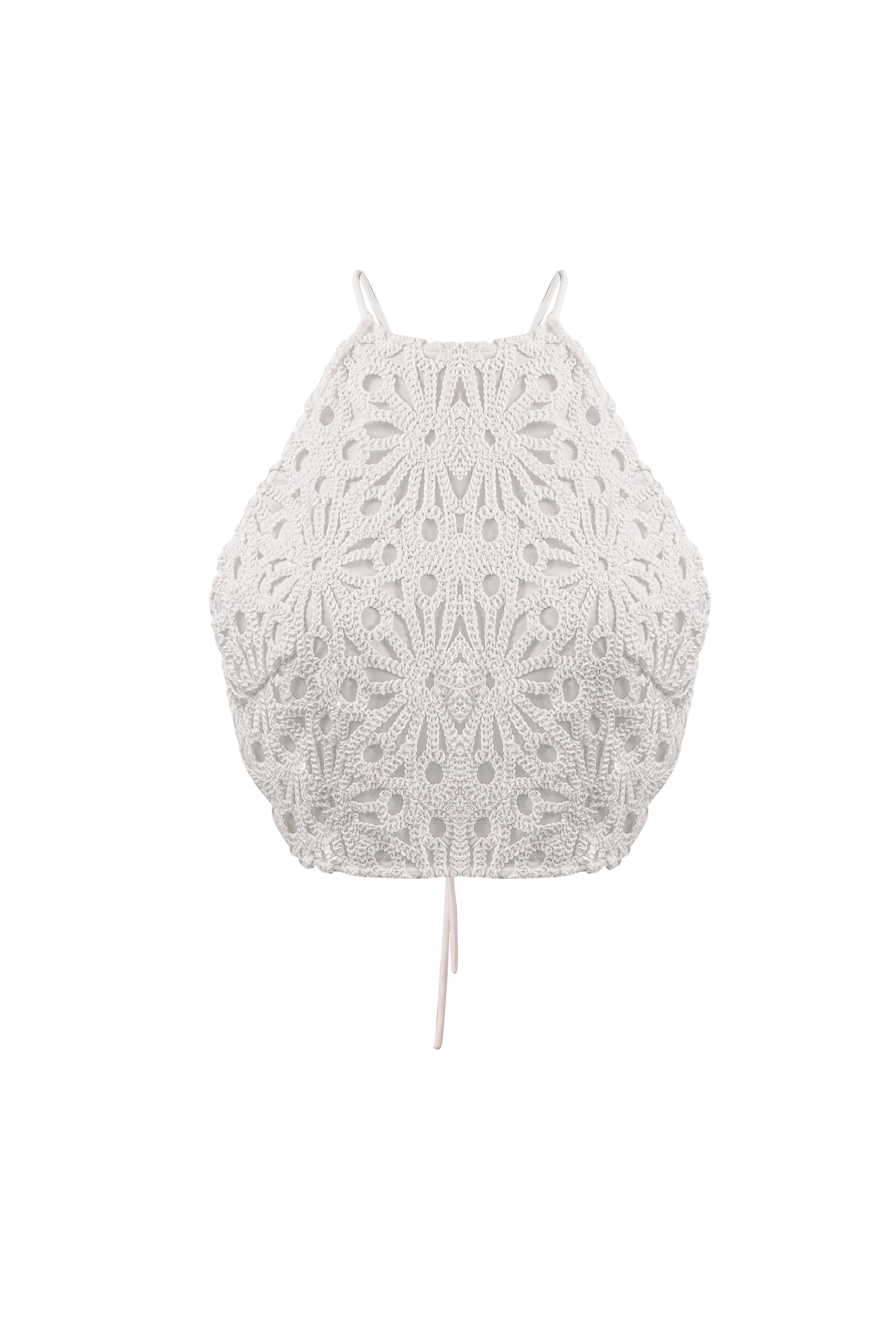 AMY LYNN WOMEN'S BONNIE WHITE CROCHET HALTER TOP