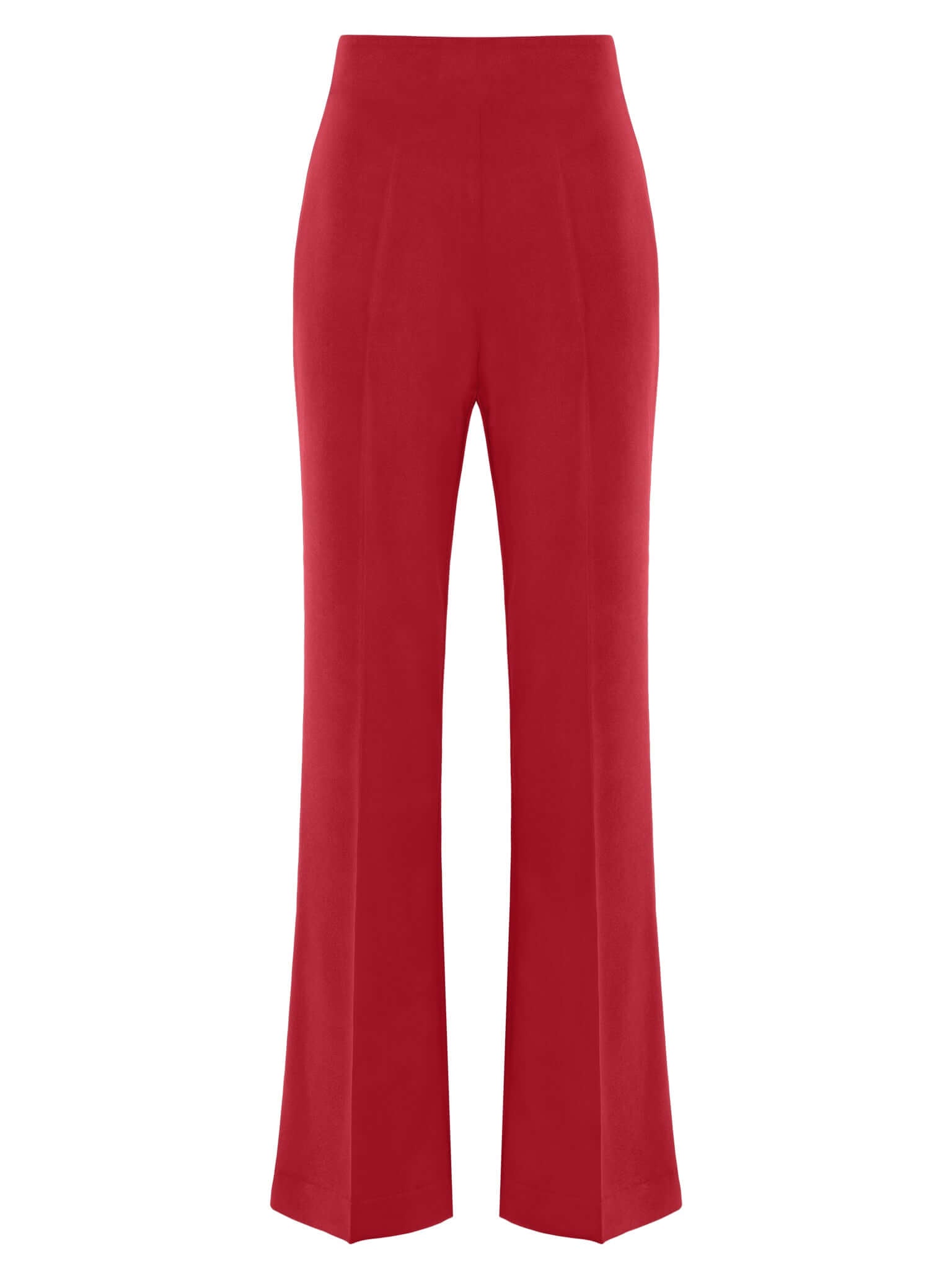 High-waist, flared trousers - Red