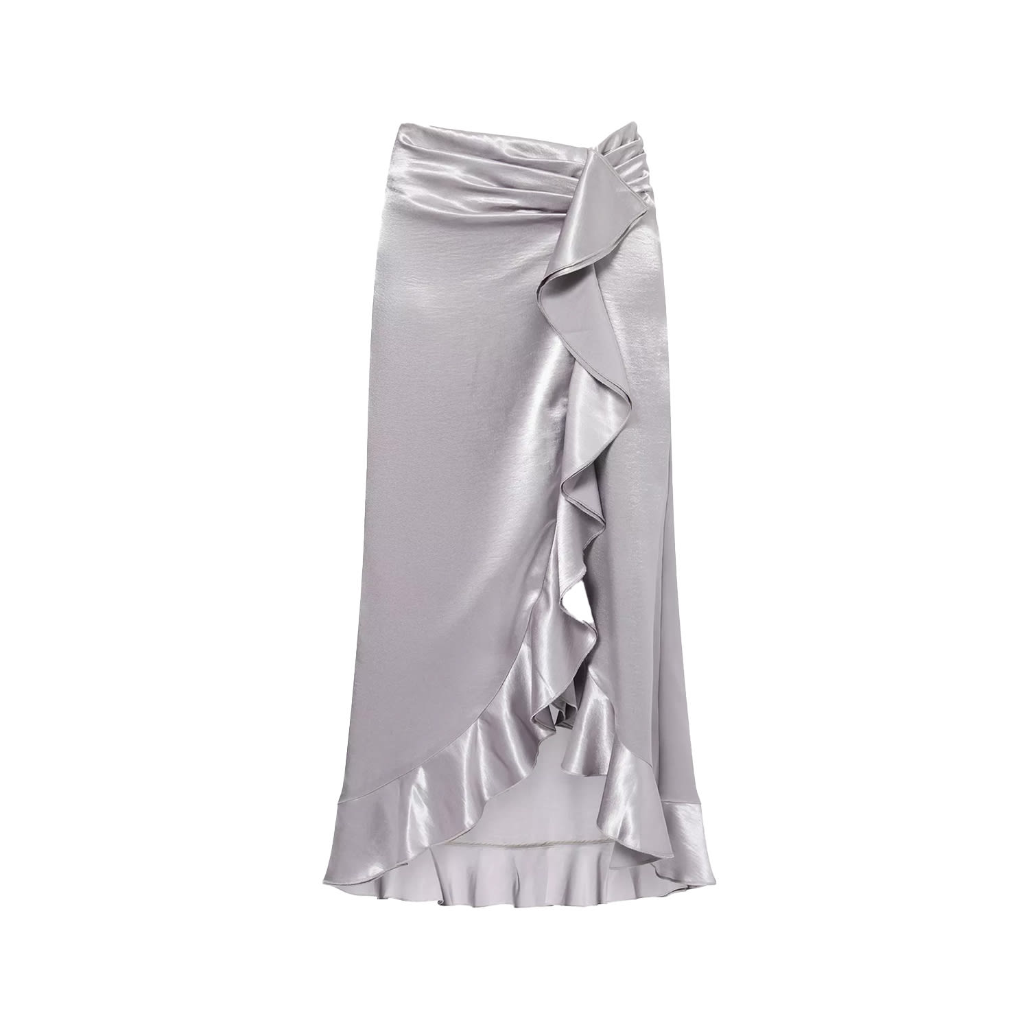 Amy Lynn Womens Silver Susie Ruffled Woven Maxi Skirt In Silver