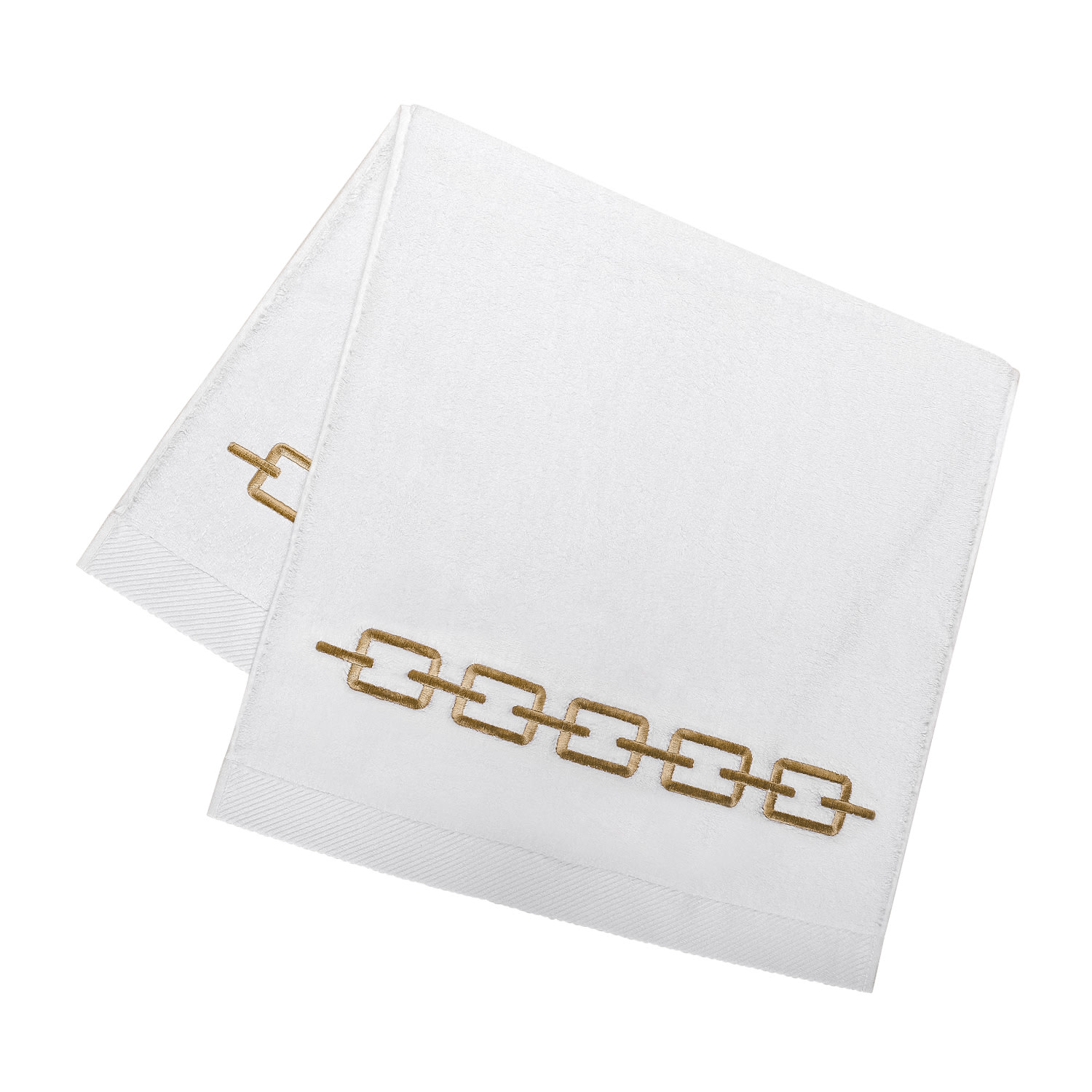 Km Home Collection White Chain Embroidery Face Towel In White