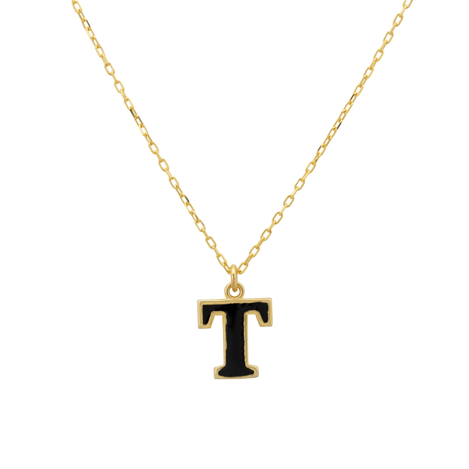 Women’s Gold / Black Initial Enamel Necklace Gold T Latelita