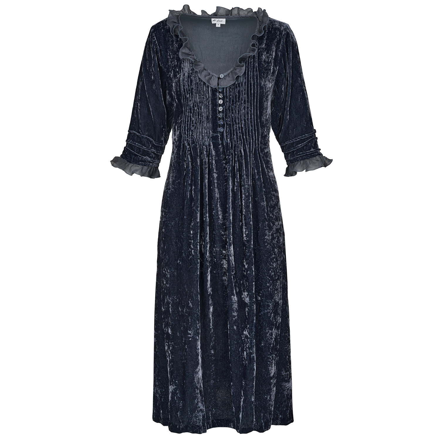 At Last... Women's Silk Velvet Karen Dress In French Grey In Multi
