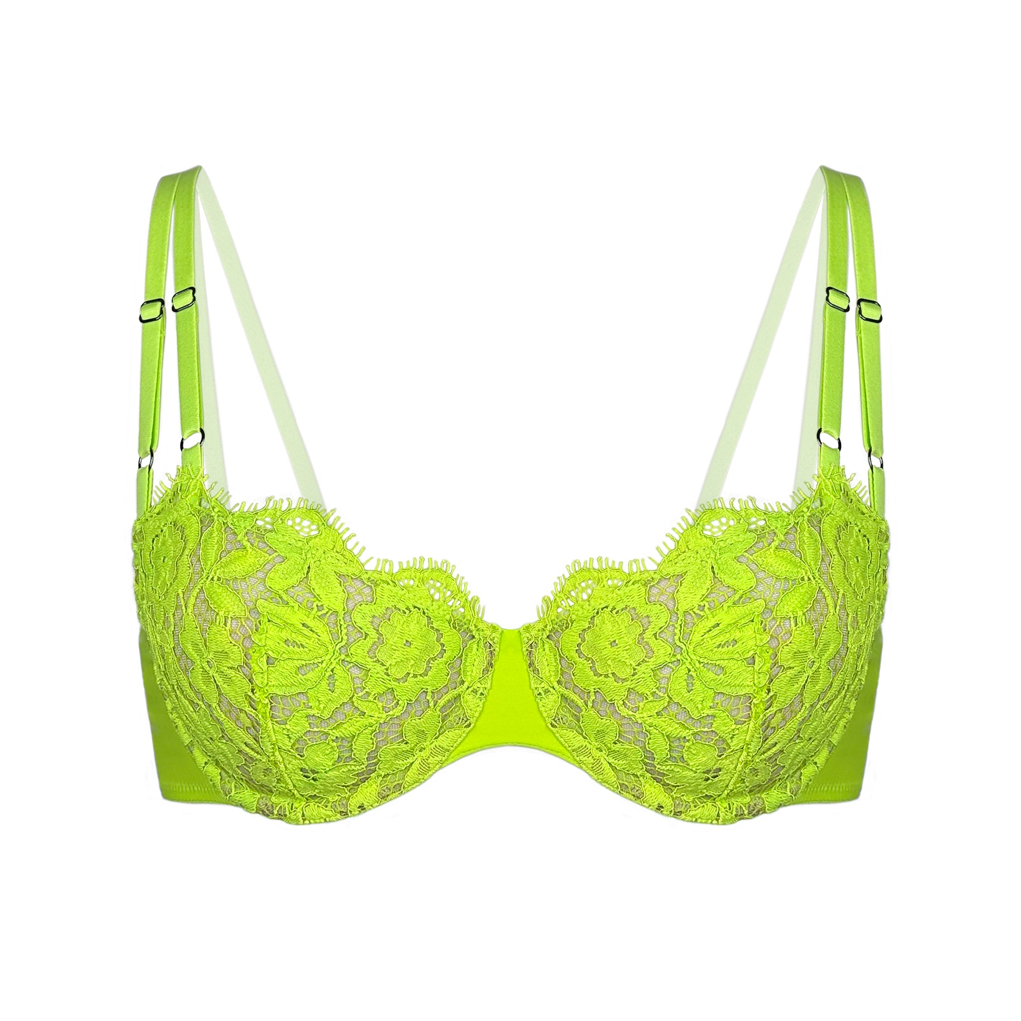 Frisson Balconette Bra Acid Green | Monique Morin Lingerie | Wolf