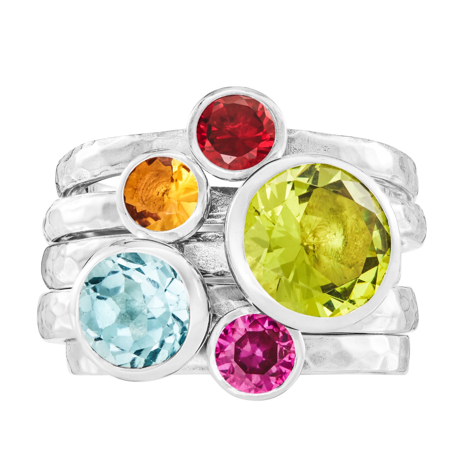 Women’s Silver Rainbow Twinkle Stacking Rings Dower & Hall