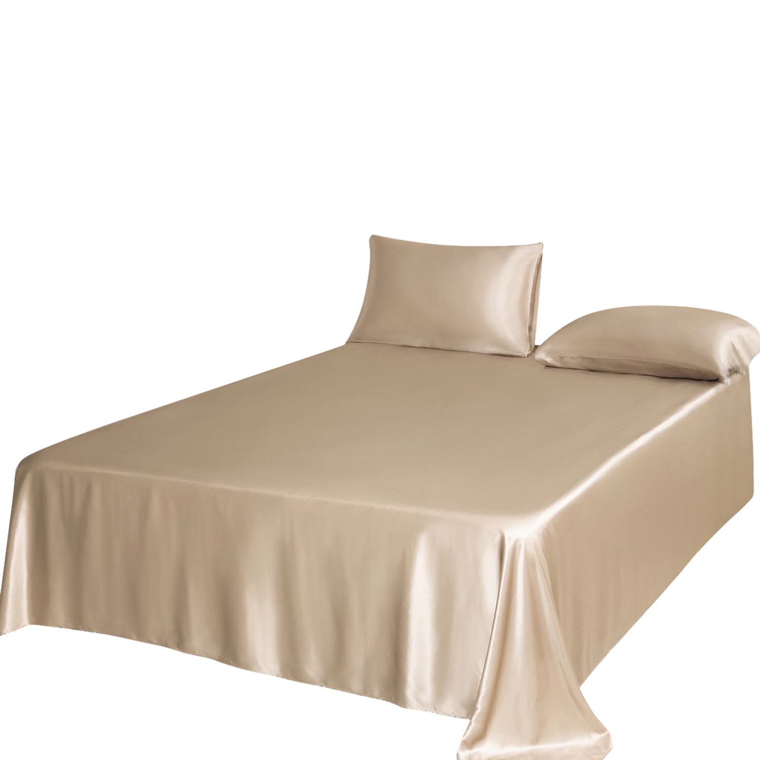 Soft Strokes Silk Neutrals Pure Mulberry Silk Seamless Flat Sheet - Queen - Beige In Multi