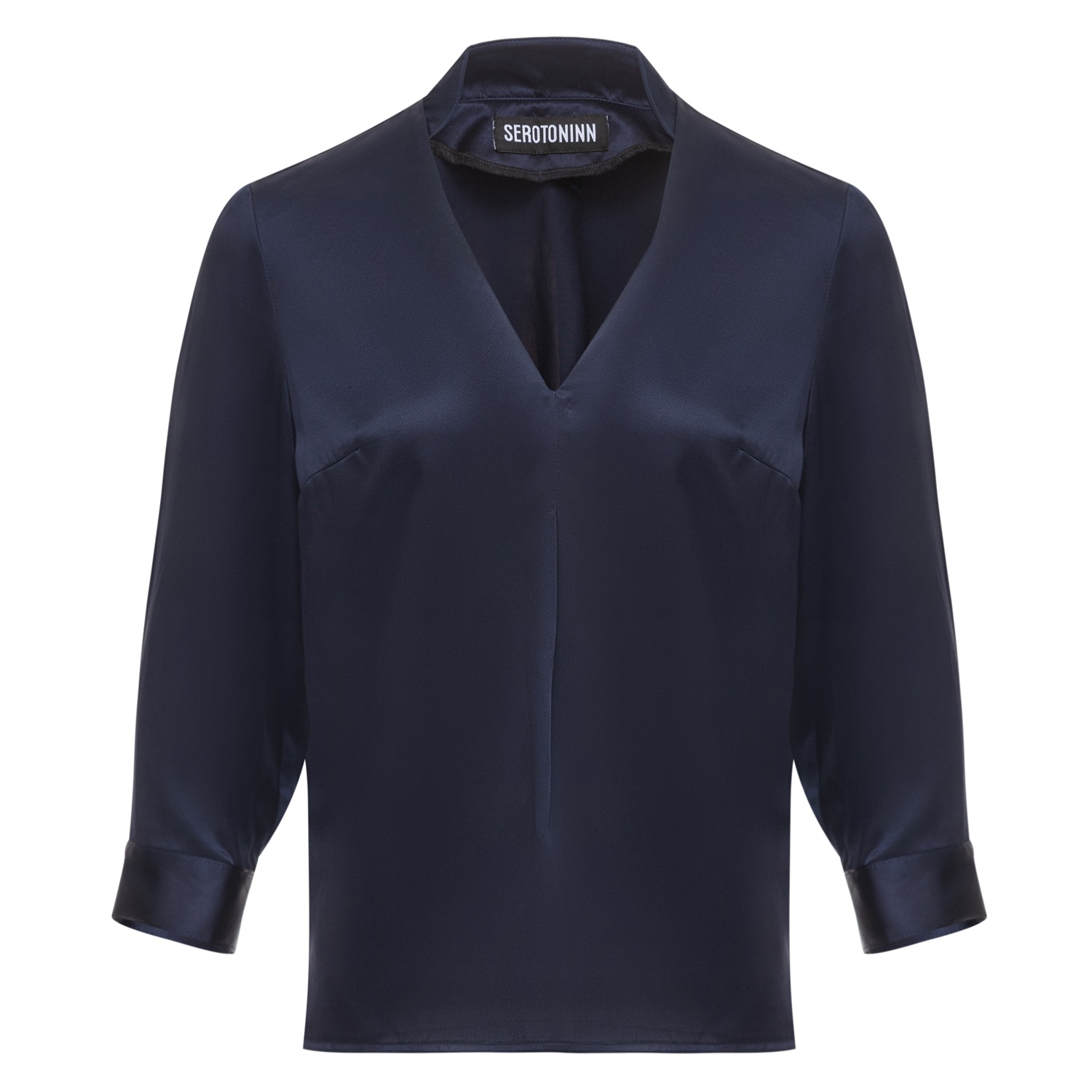 Serotoninn Women's V-neck Top In Navy Blue