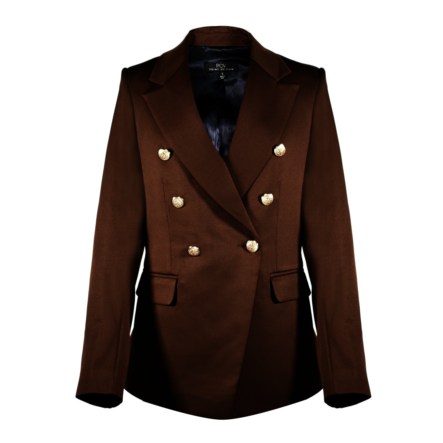 Women's Brown Impact Double Breasted Jacket | Large | Point of View Label