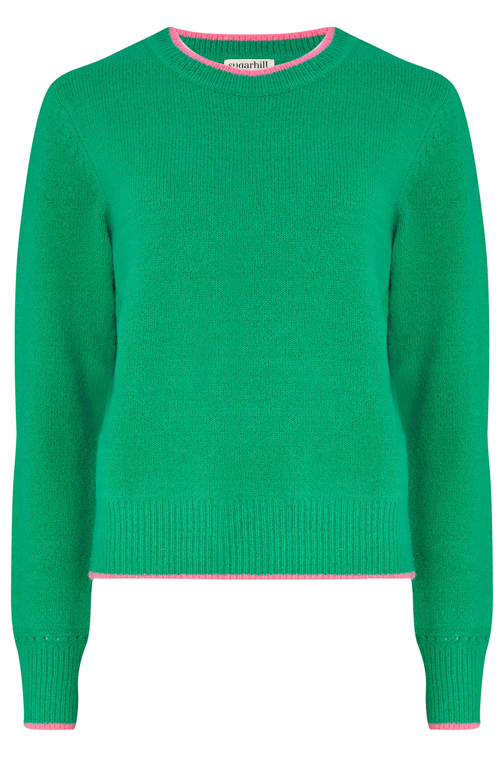 Sugarhill Brighton Women's Helena Sweater Green, Contrast Tipping In Green