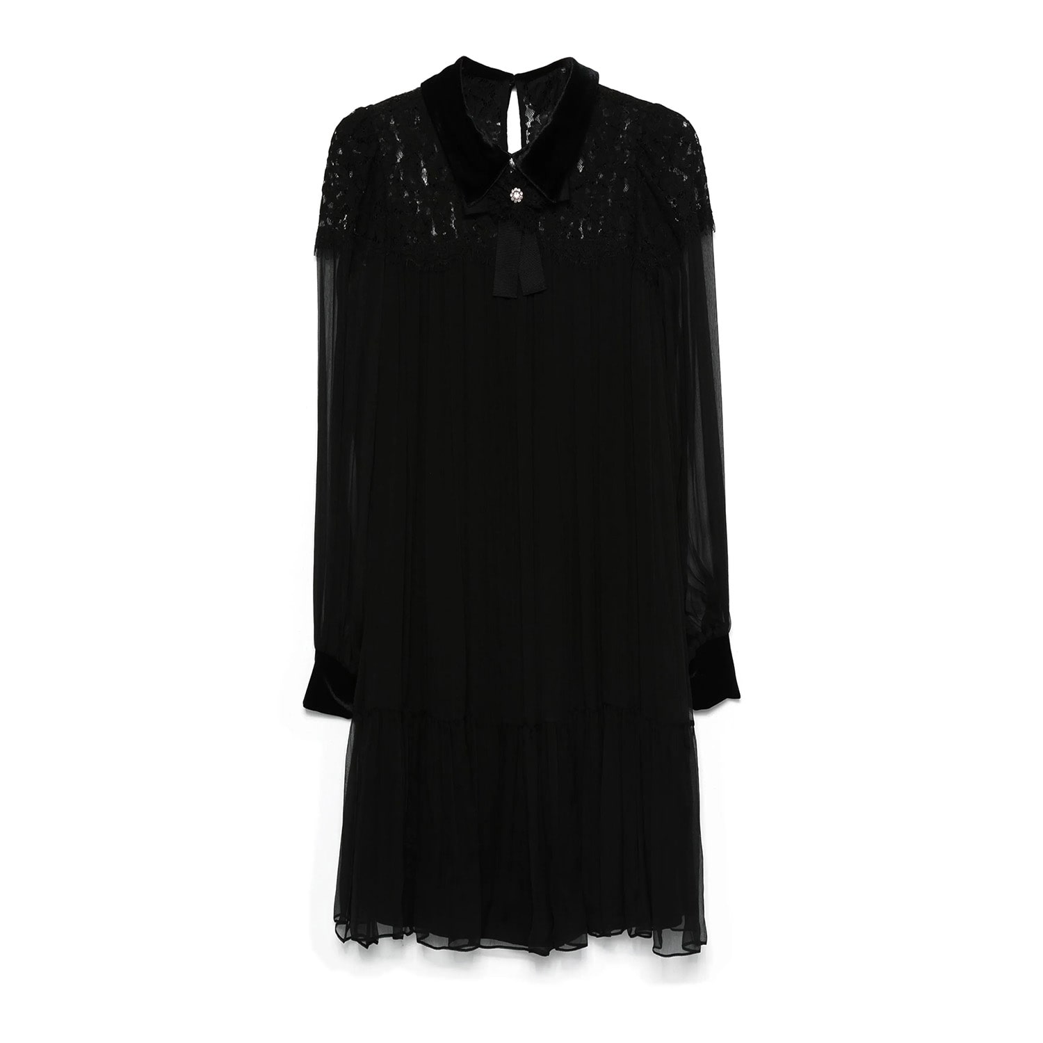 Nissa Women's Black Lace-panel Silk Midi Dress In Black