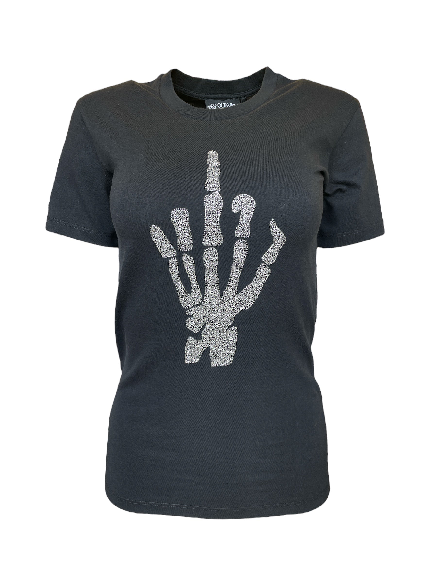 Any Old Iron Black / Silver  Men's Skull Finger T-shirts