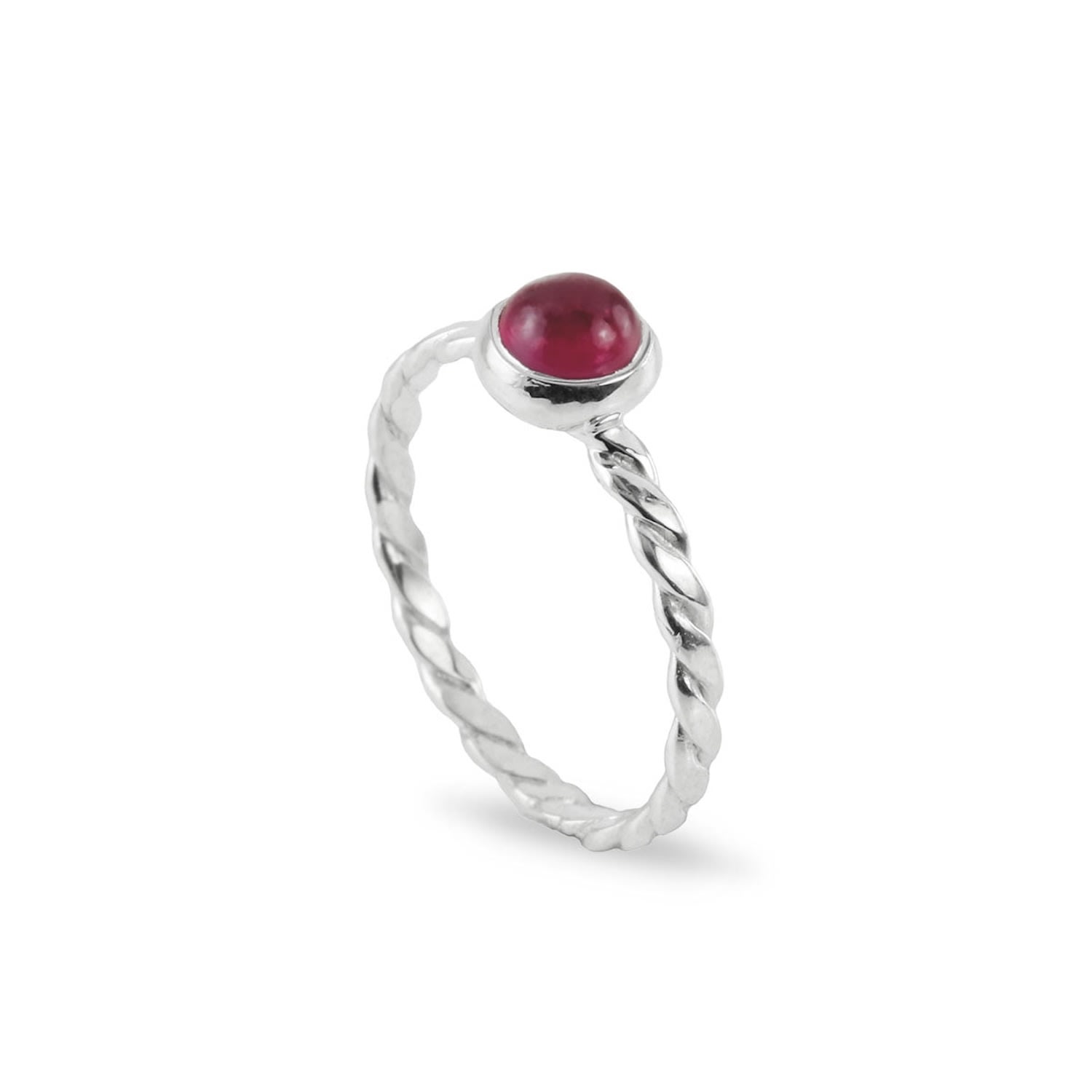 The Jewellery Store London Women's Silver / Red July Birthstone Ring In Sterling Silver- Ruby