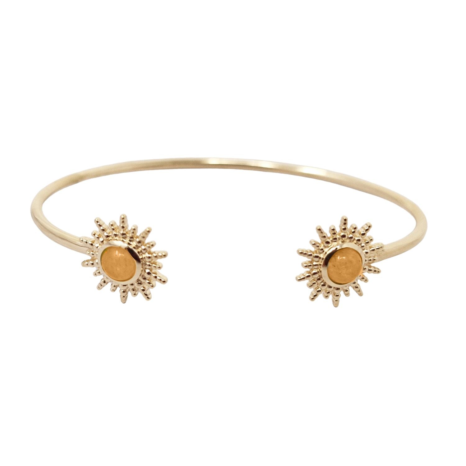 Women’s Yellow / Orange / Gold Citrine November Birthstone Sunburst Gold Plated Bangle Harfi