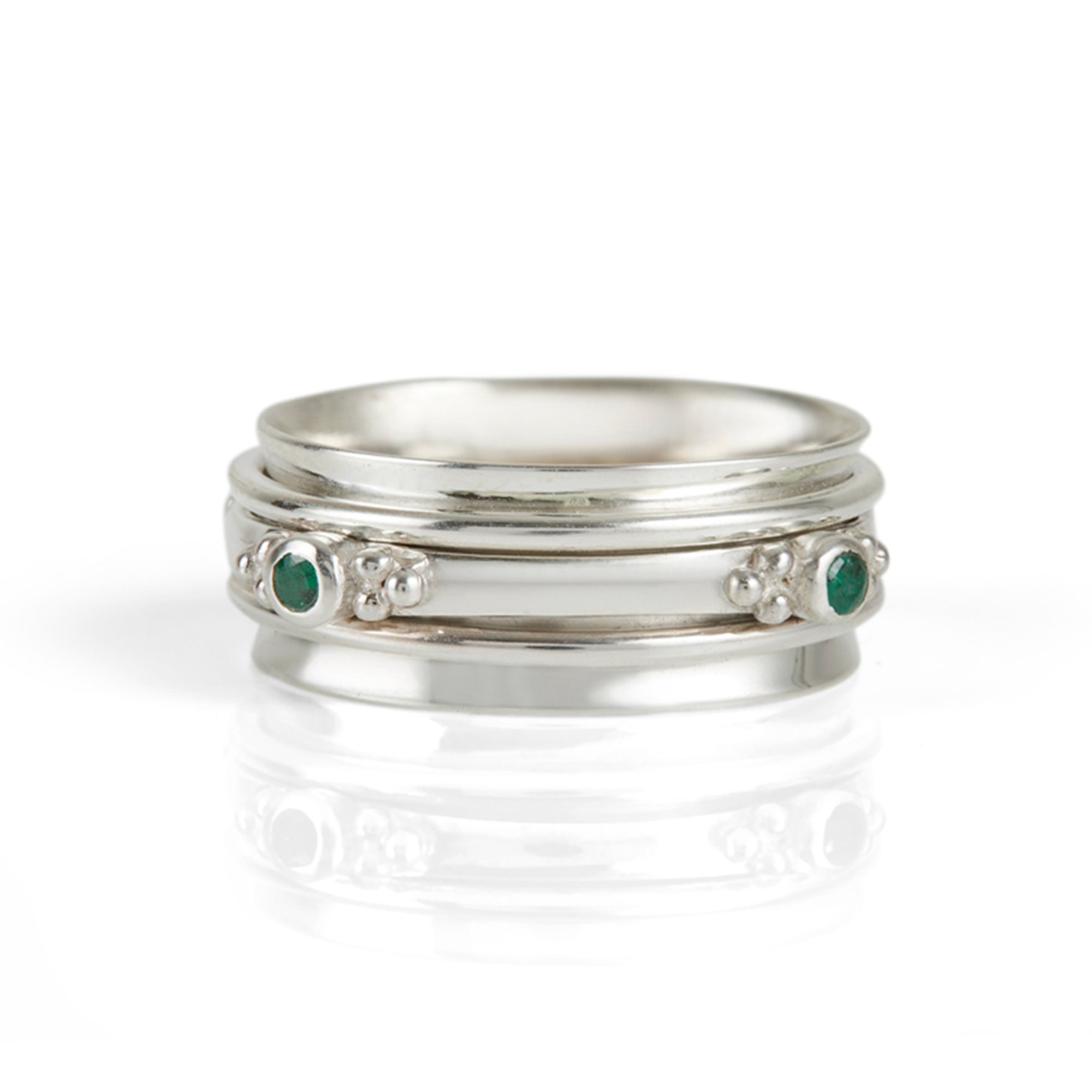 Women’s Green Rajalita Love Spinning Ring - Emerald Charlotte’s Web Jewellery