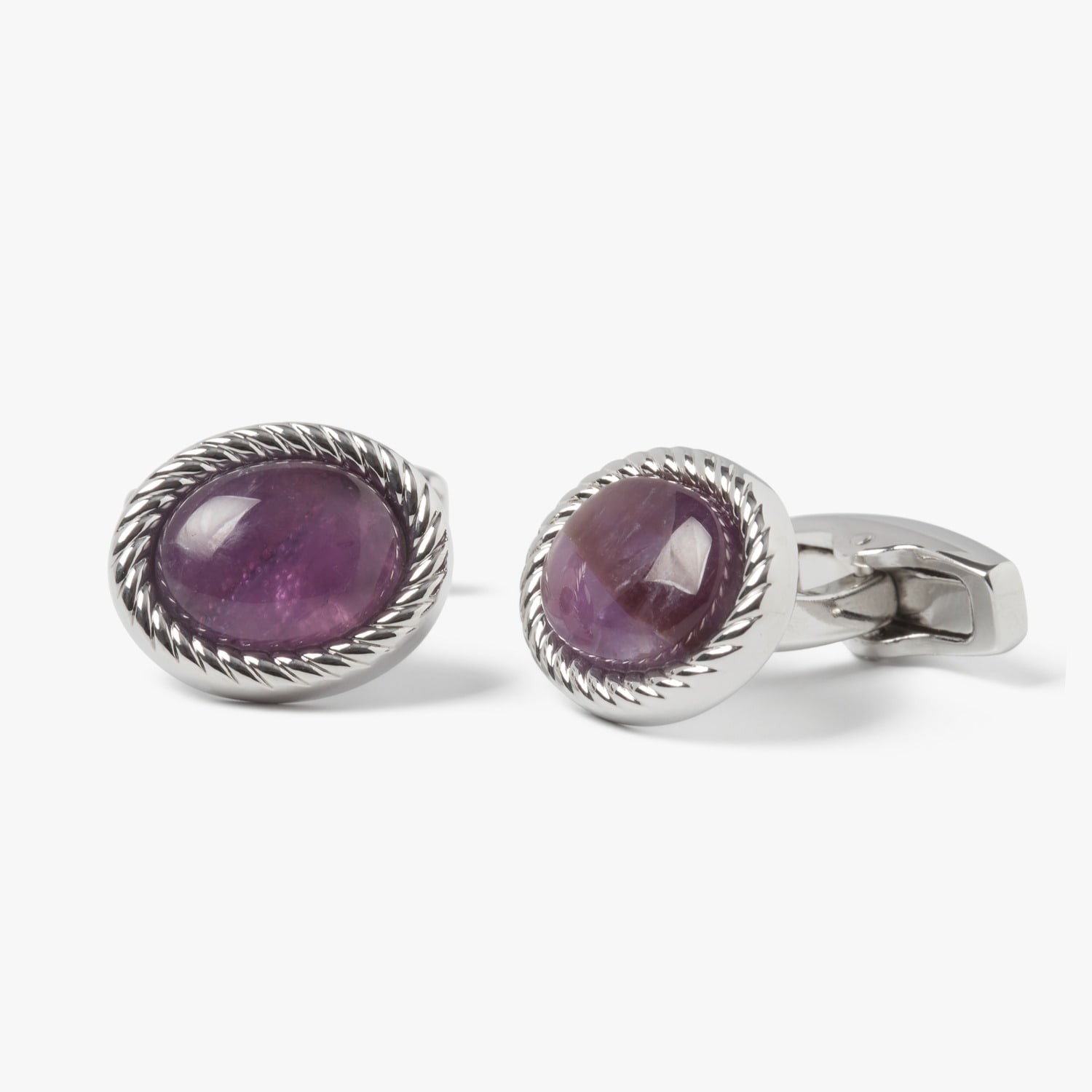 Men's Purple / Silver Charles Amethyst Cufflink | Simon Carter