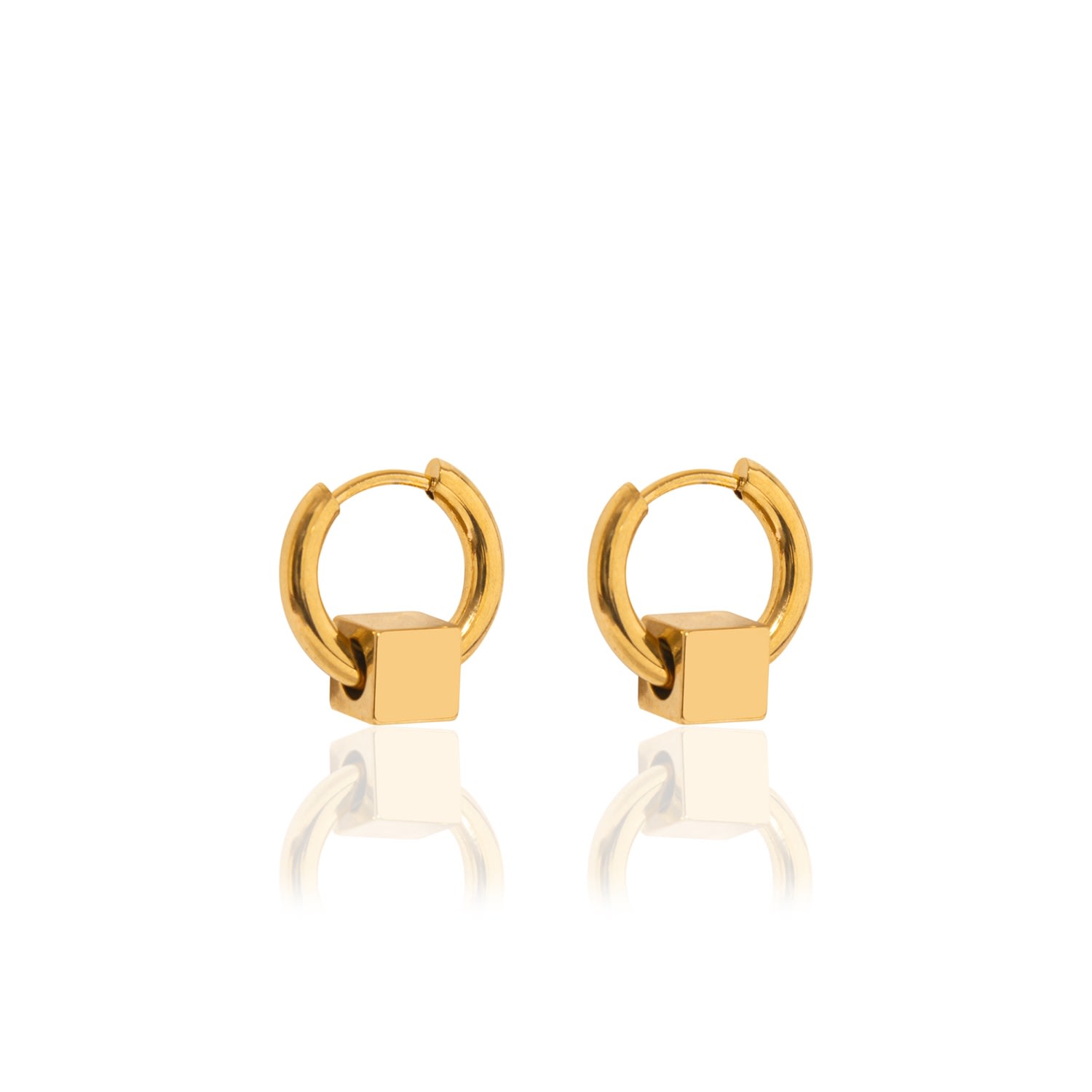 A Weathered Penny Women's Gold Cube Huggies In Gold