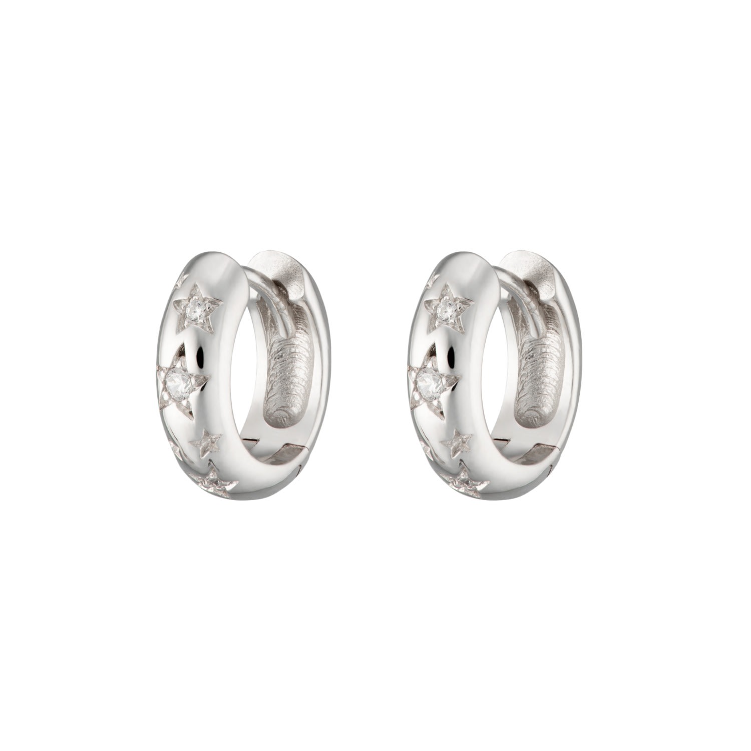 Scream Pretty Women's Silver Celestial Chunky Huggie Hoop Earrings In Metallic