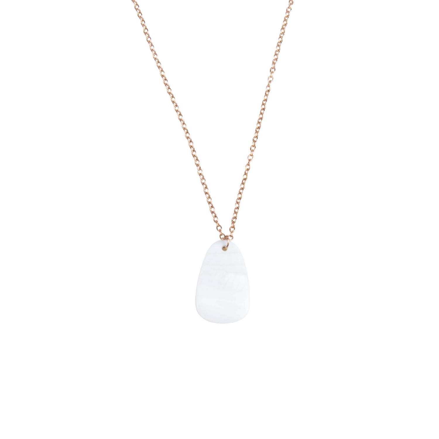 Women’s White Mother-Of-Pearl Trapezoid Necklace With Rose Gold Chain Likh