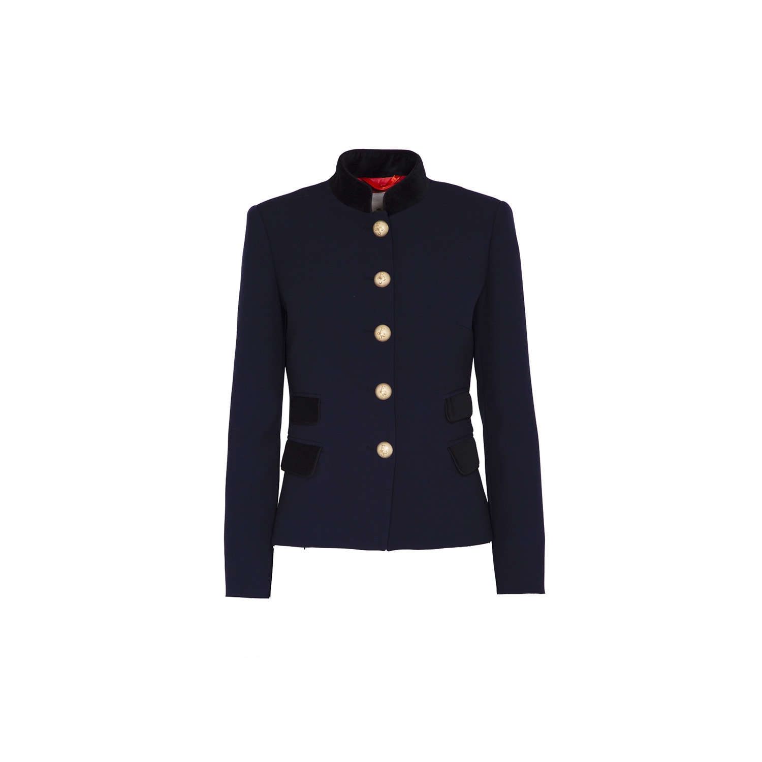 The Extreme Collection Women's Military-style Navy Blue Blazer With Velvet Accents And Gold Button Detailing Bastian In Blue