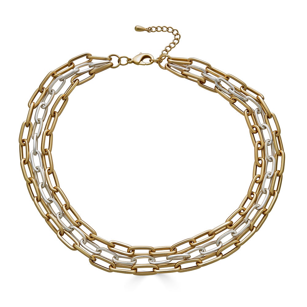 Loni Paul Jewelry Women's Gold / Silver Three Strand Matte Gold & Silver Paperclip Necklace In Multi