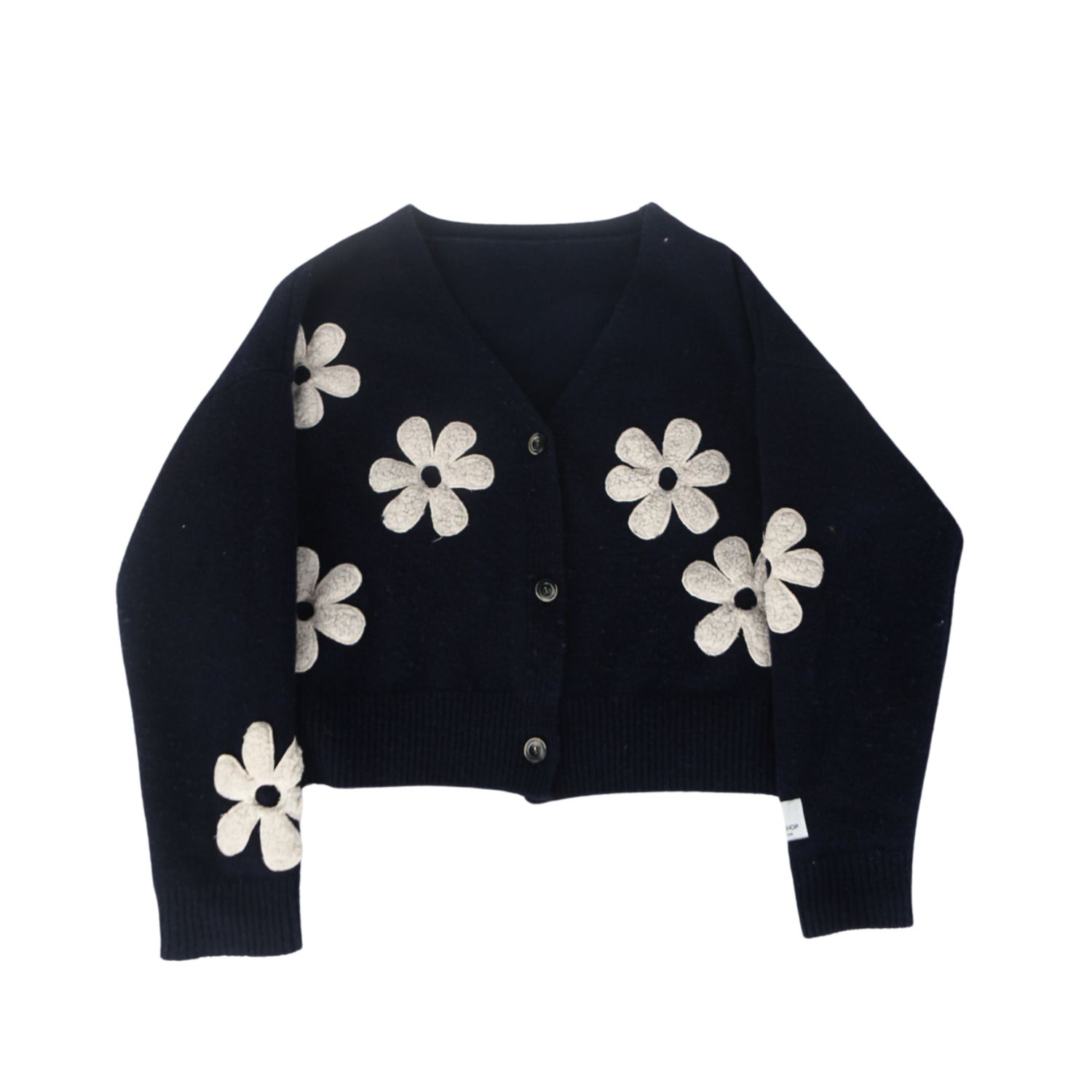 Bruno's Shop Women's Blue Sweet Daisy Merino Wool Cardigan In Blue
