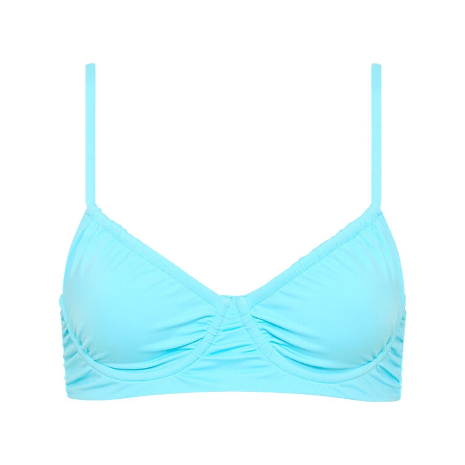 Women’s Maia Ruched Balconette Top - Aruba Light Blue Small Serena Diego