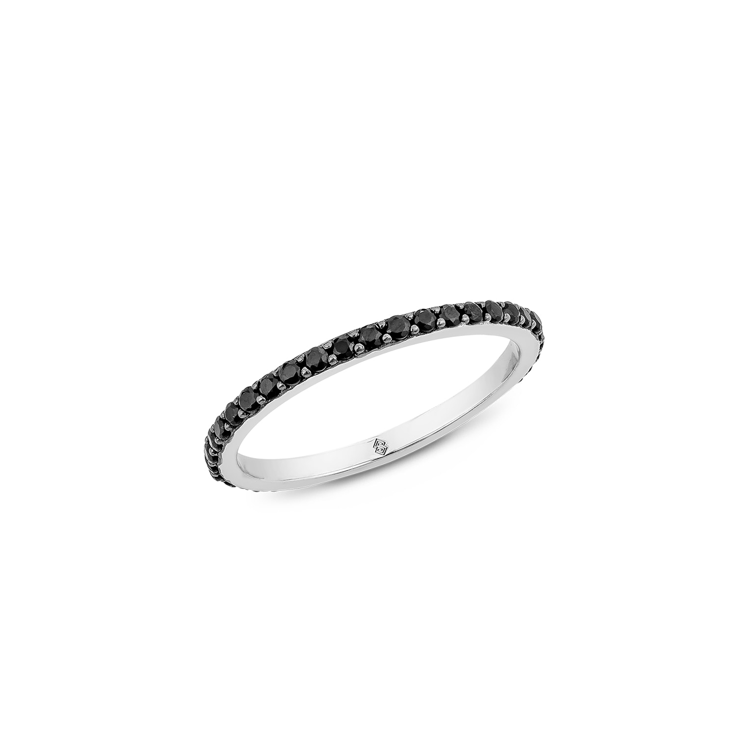 Sally Skoufis Women's Black / Silver Highbeam Ring With Man Made Cz Diamond Stimulant In Platinum In Multi