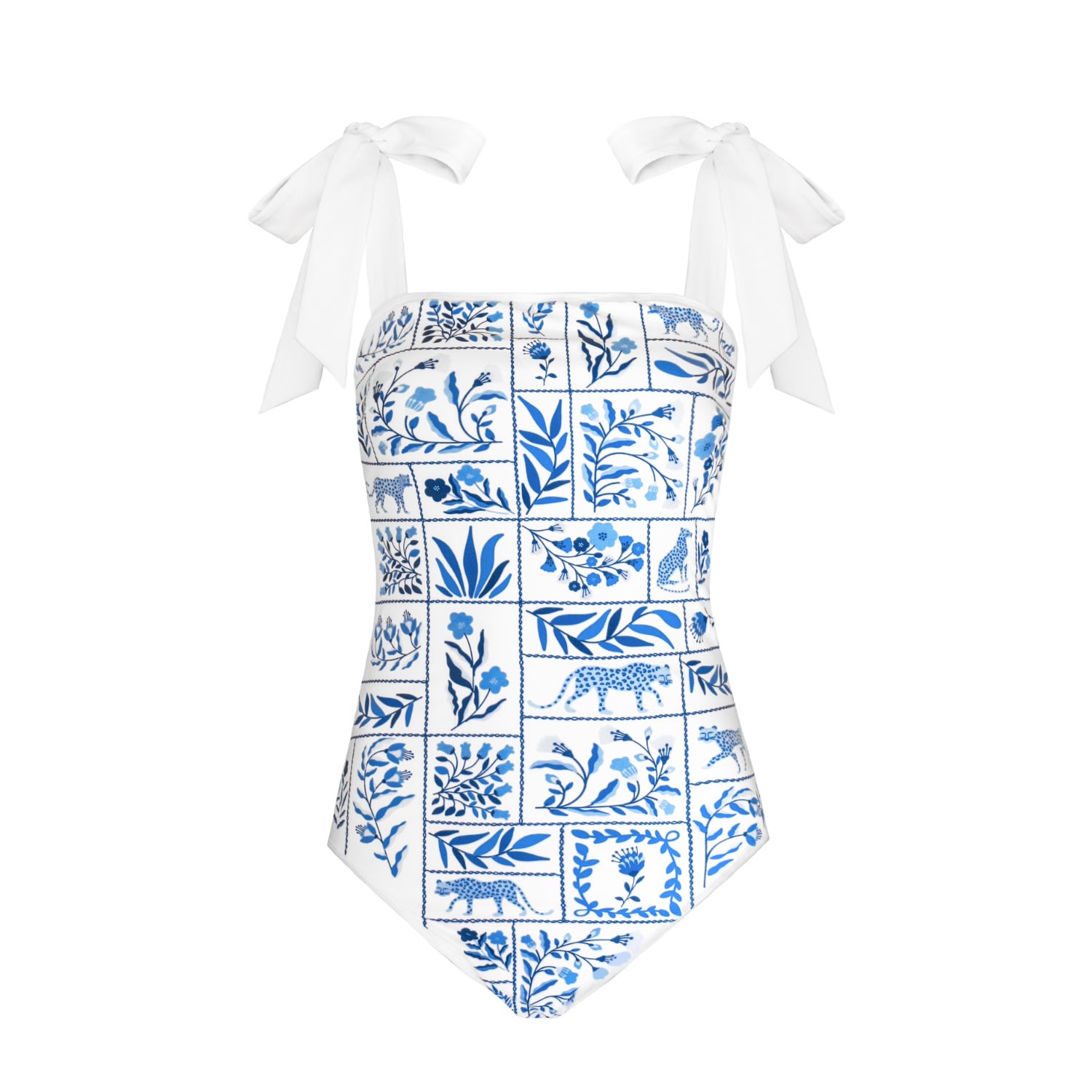 Jessie Zhao New York Blue Garden Reversible One-piece Swimsuit In Blue