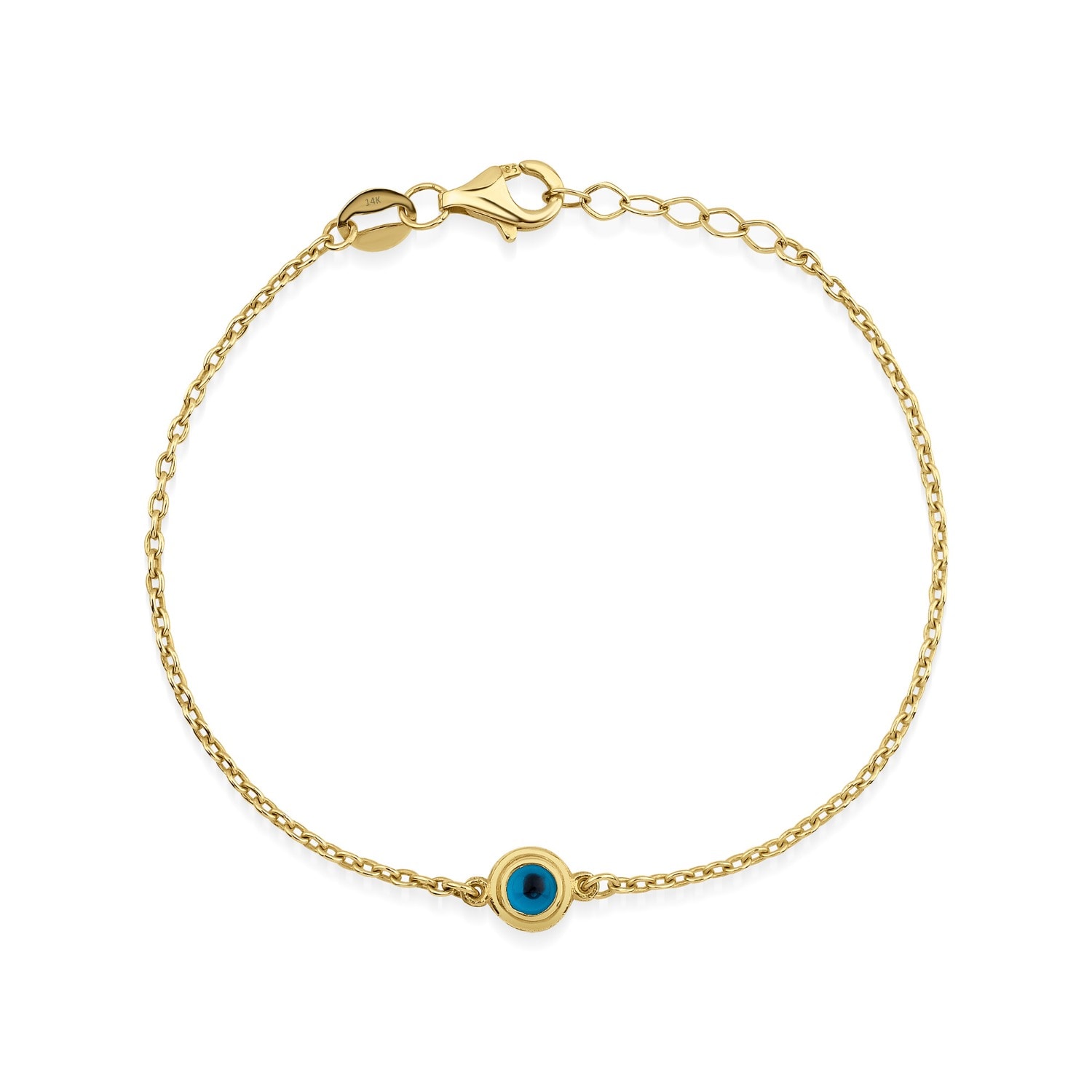 Jewelsty Fine Jewelry Women's Solid Gold Mini Evil Eye Bracelet