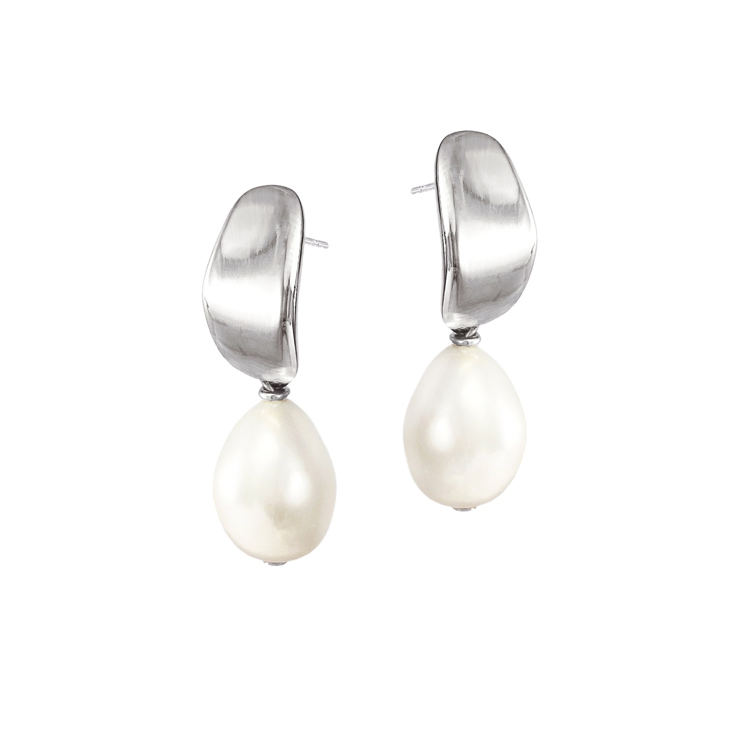 Biko Women's Mirage Pearl Studs - Silver In Silver