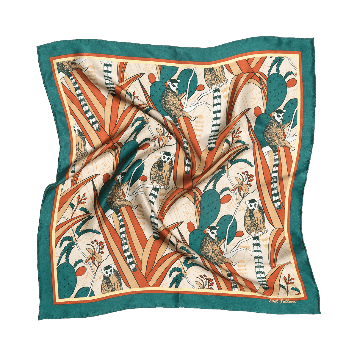 Women’s Green Madagascar Silk Bandana One Size Lost Pattern Nyc