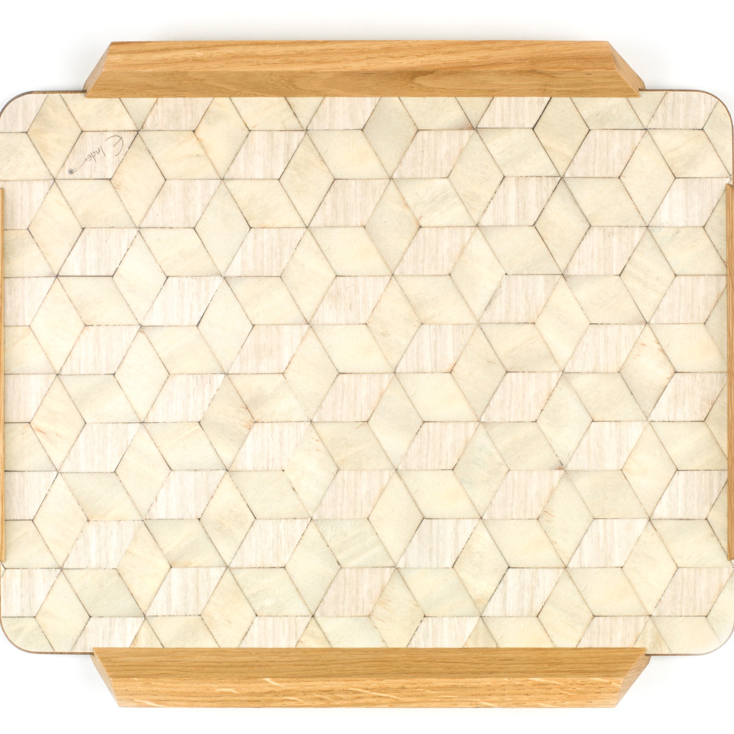 E. Inder Designs Grey / Green Tray In Mid Century Modern Geometric Scandinavian Style. Melamine Coated For Heat Resis