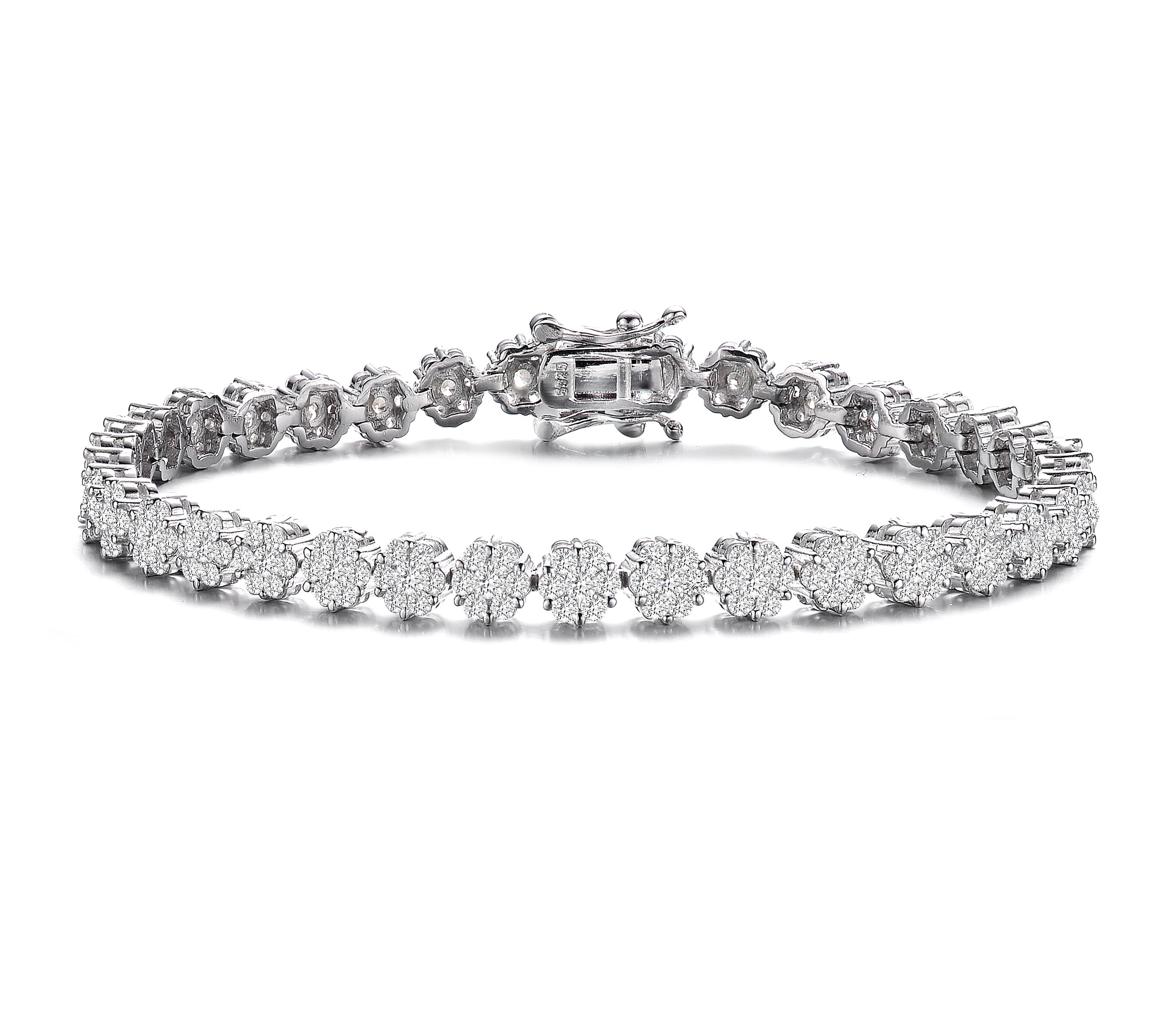 Women’s White / Silver Louise Mini Fleur Tennis Bracelet Genevive Jewelry